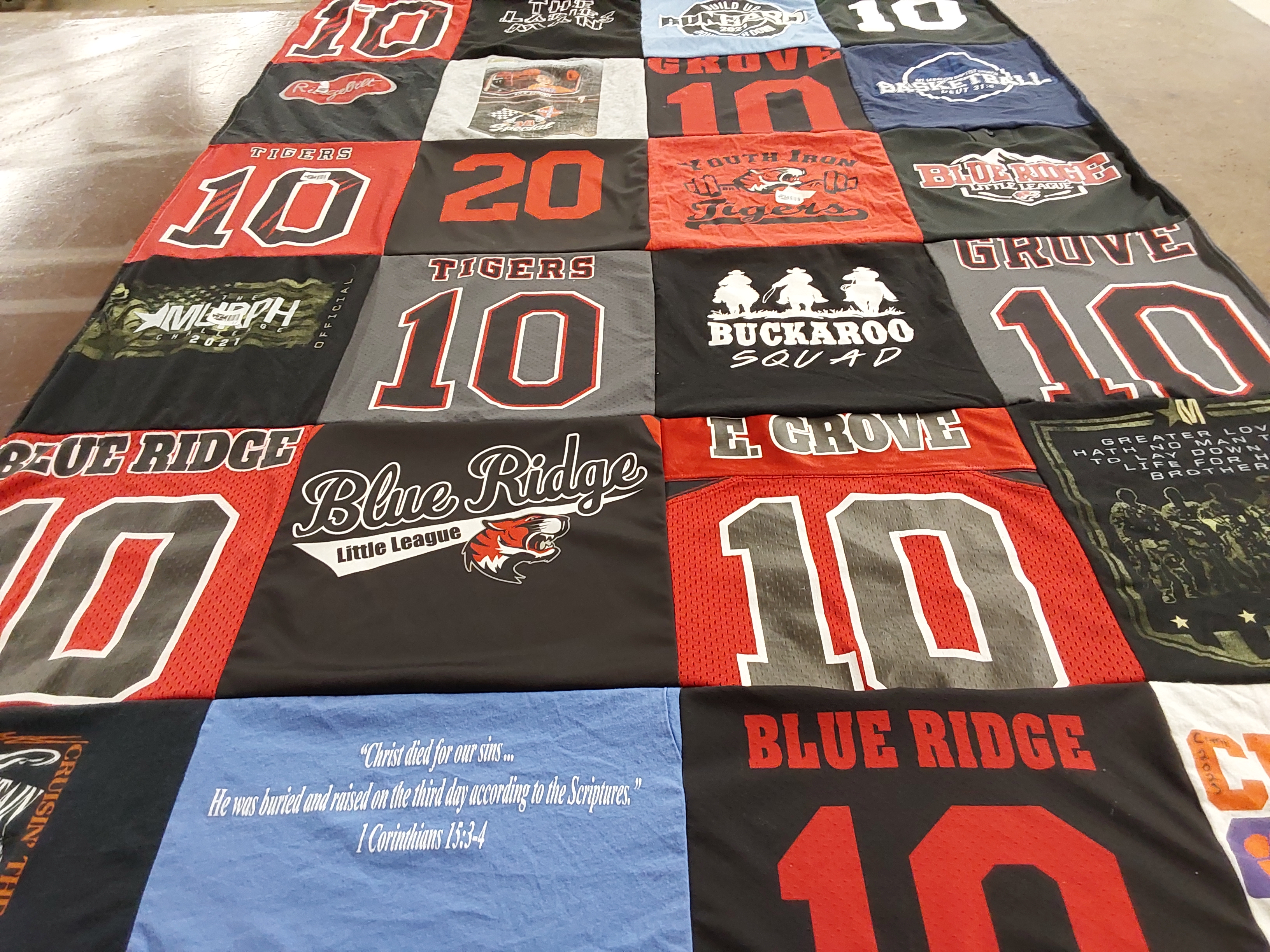 T-shirt quilt featuring tigers, buckaroo squad by E Caroline from SC