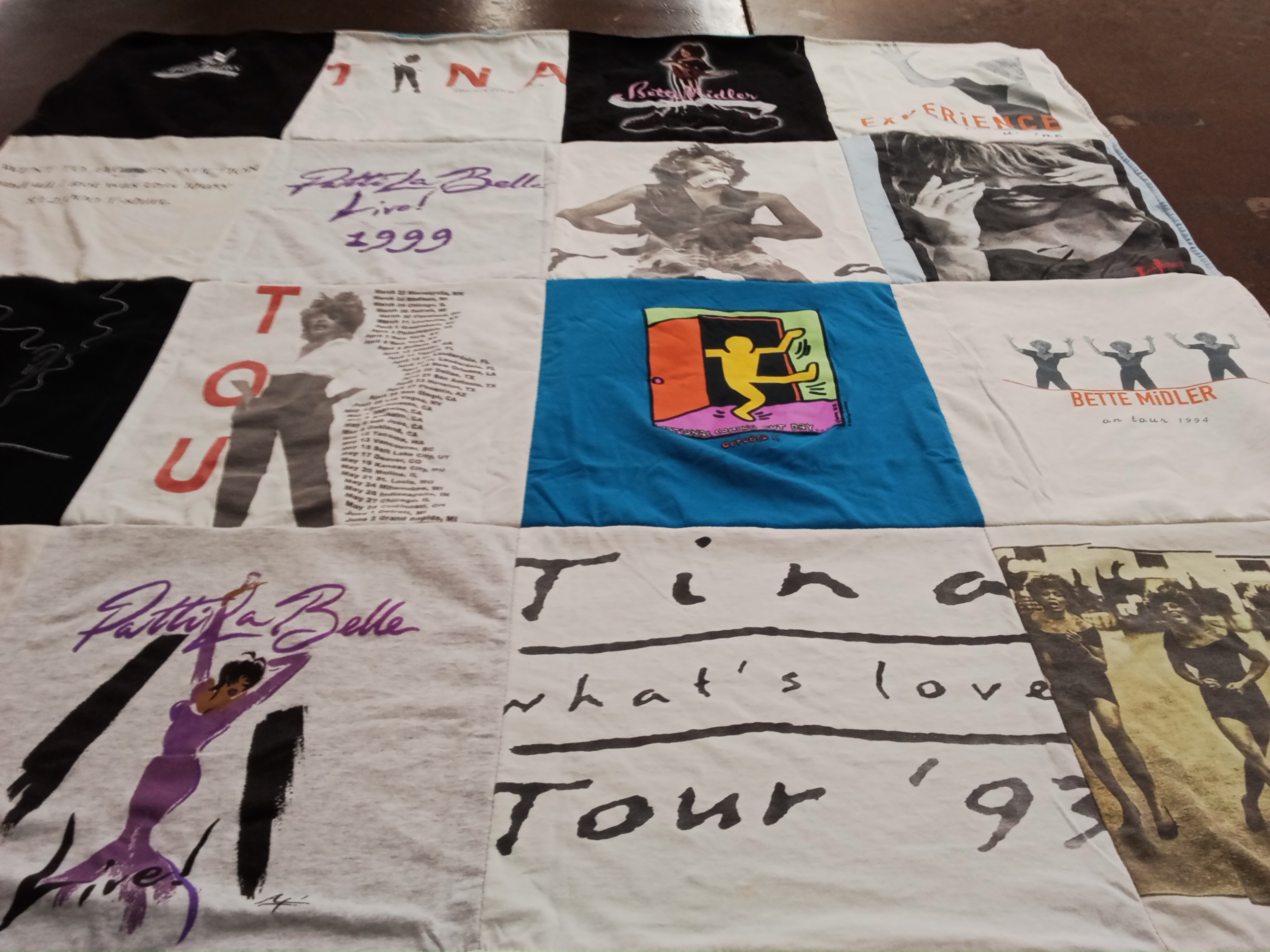T-shirt quilt with music, concerts themes by Sheri from OH
