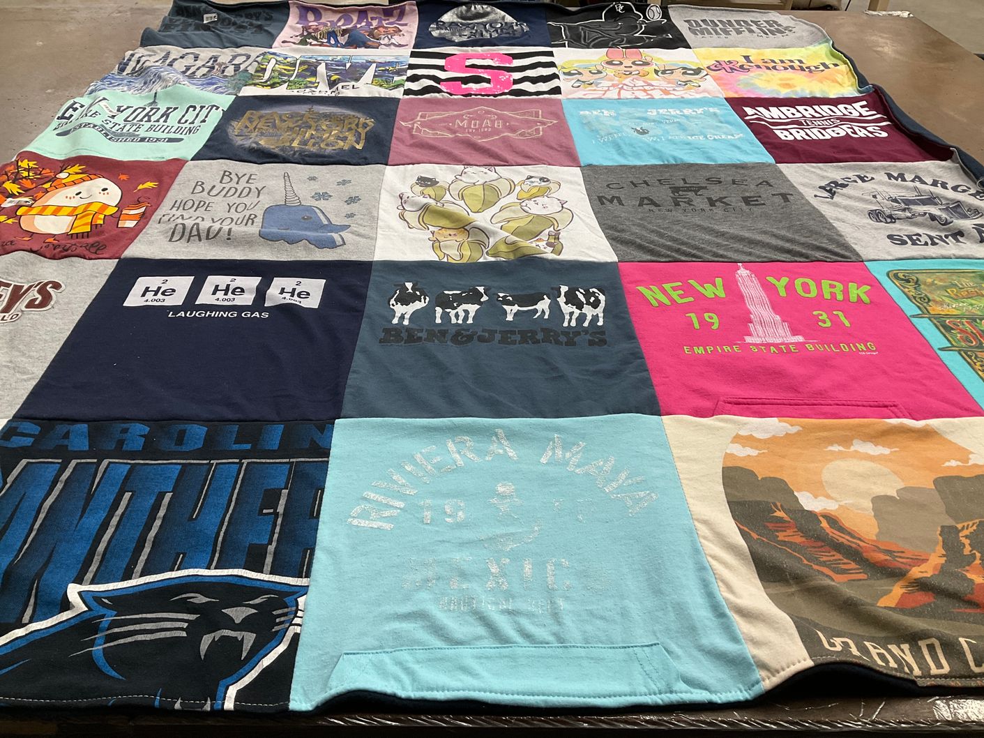 T-shirt quilt featuring carolina panthers by Kristin from PA