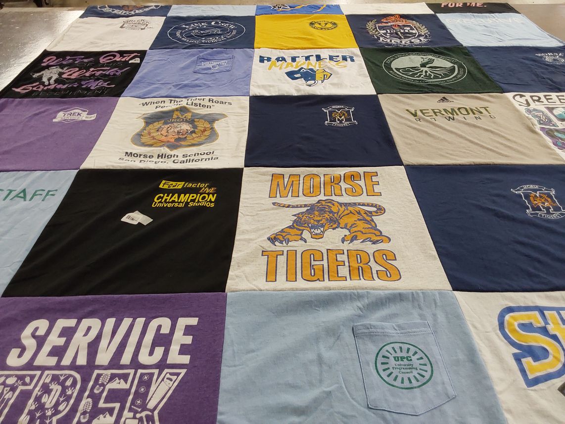 T-shirt quilt featuring morse high school tigers by Jerome from IN