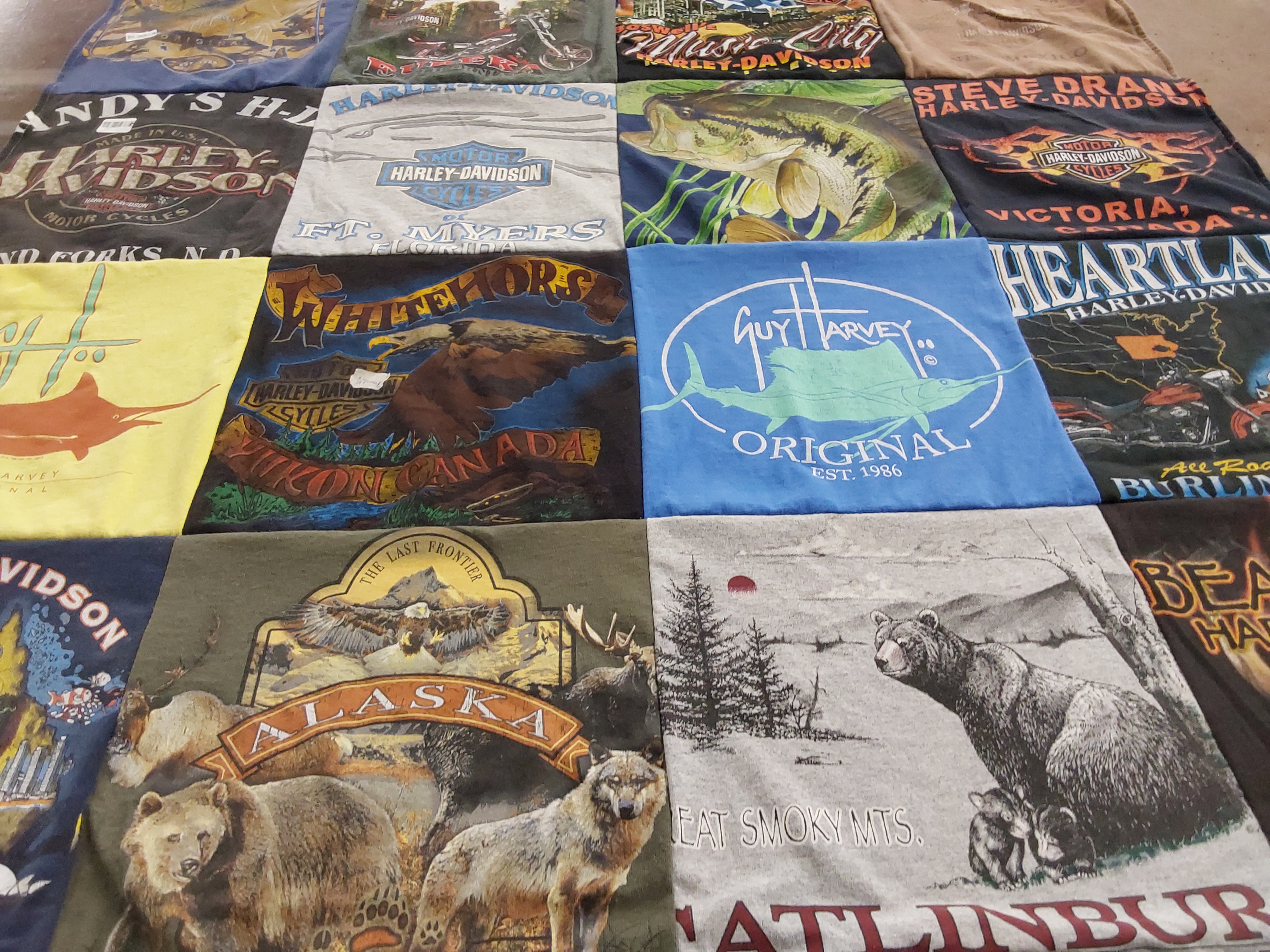 T-shirt quilt with motorcycles, outdoors themes by Max from FL