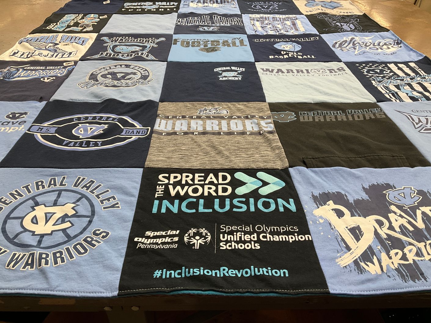 T-shirt quilt featuring central valley warriors football, central valley warriors basketball by Julie from PA