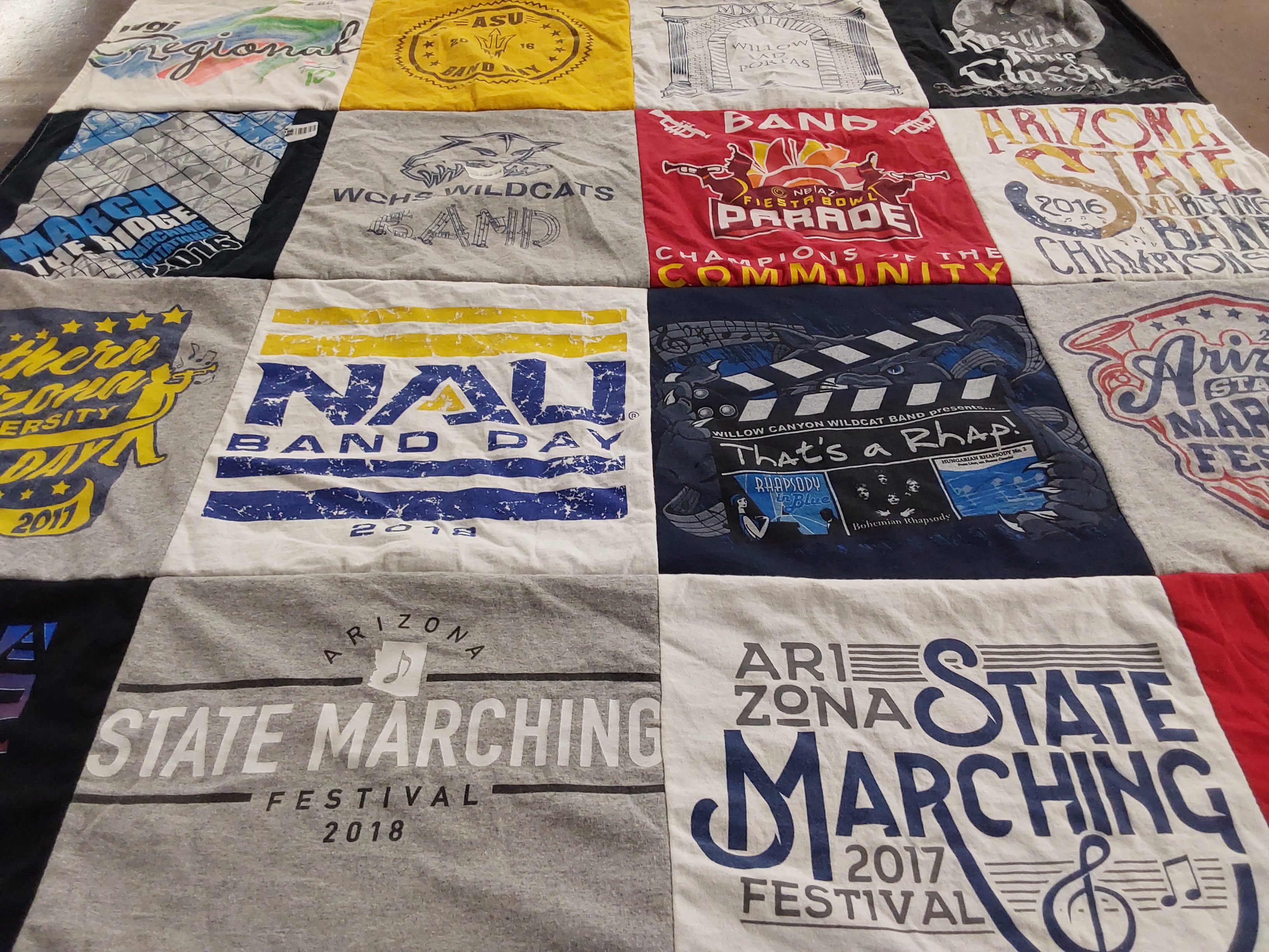 T-shirt quilt featuring willow canyon wildcat band by Leslie from AZ