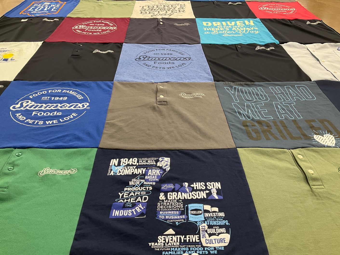 T-shirt quilt with cooking, pets themes by Diann from AR