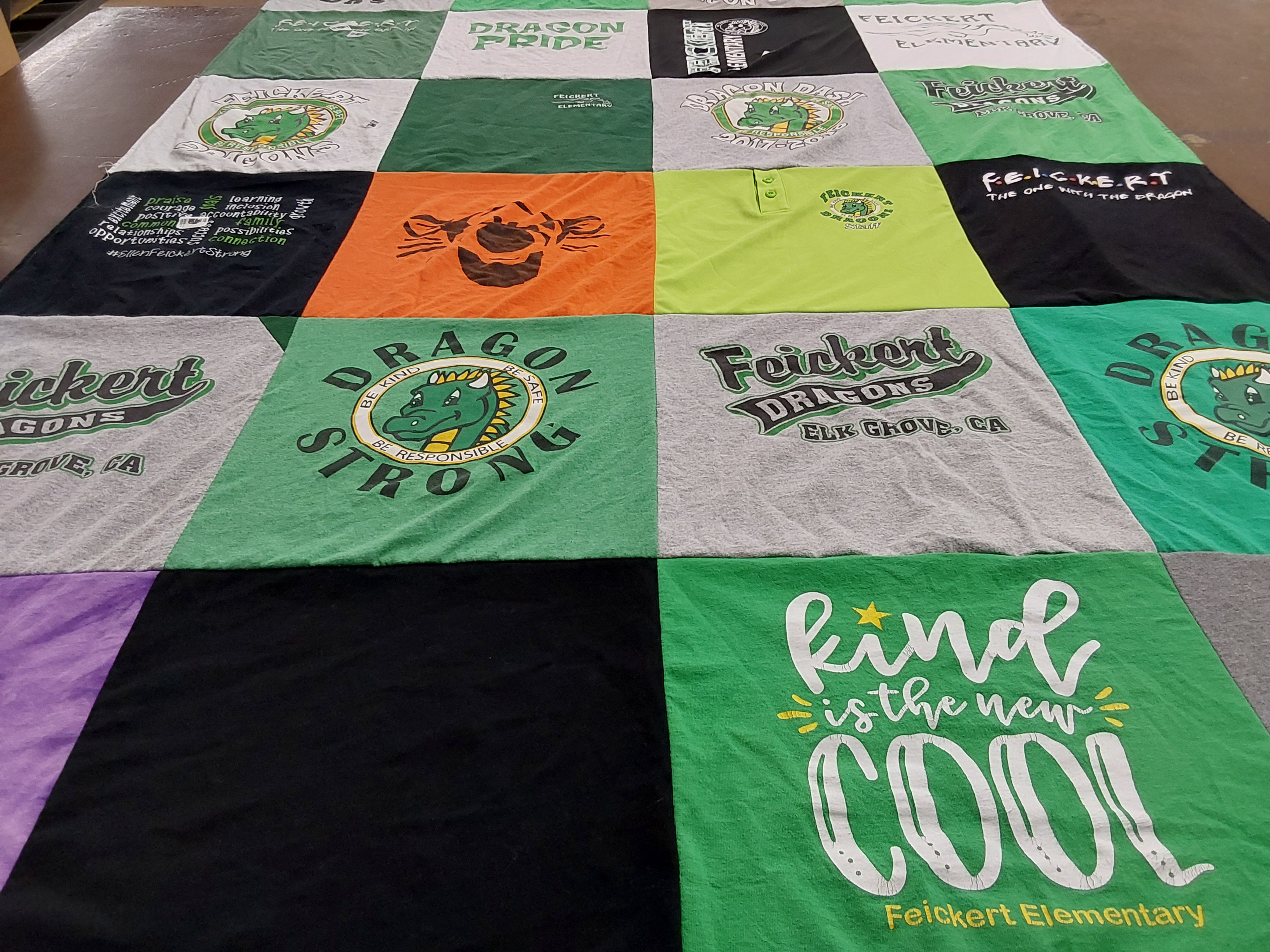 T-shirt quilt featuring feickert dragons by Angeline from CA