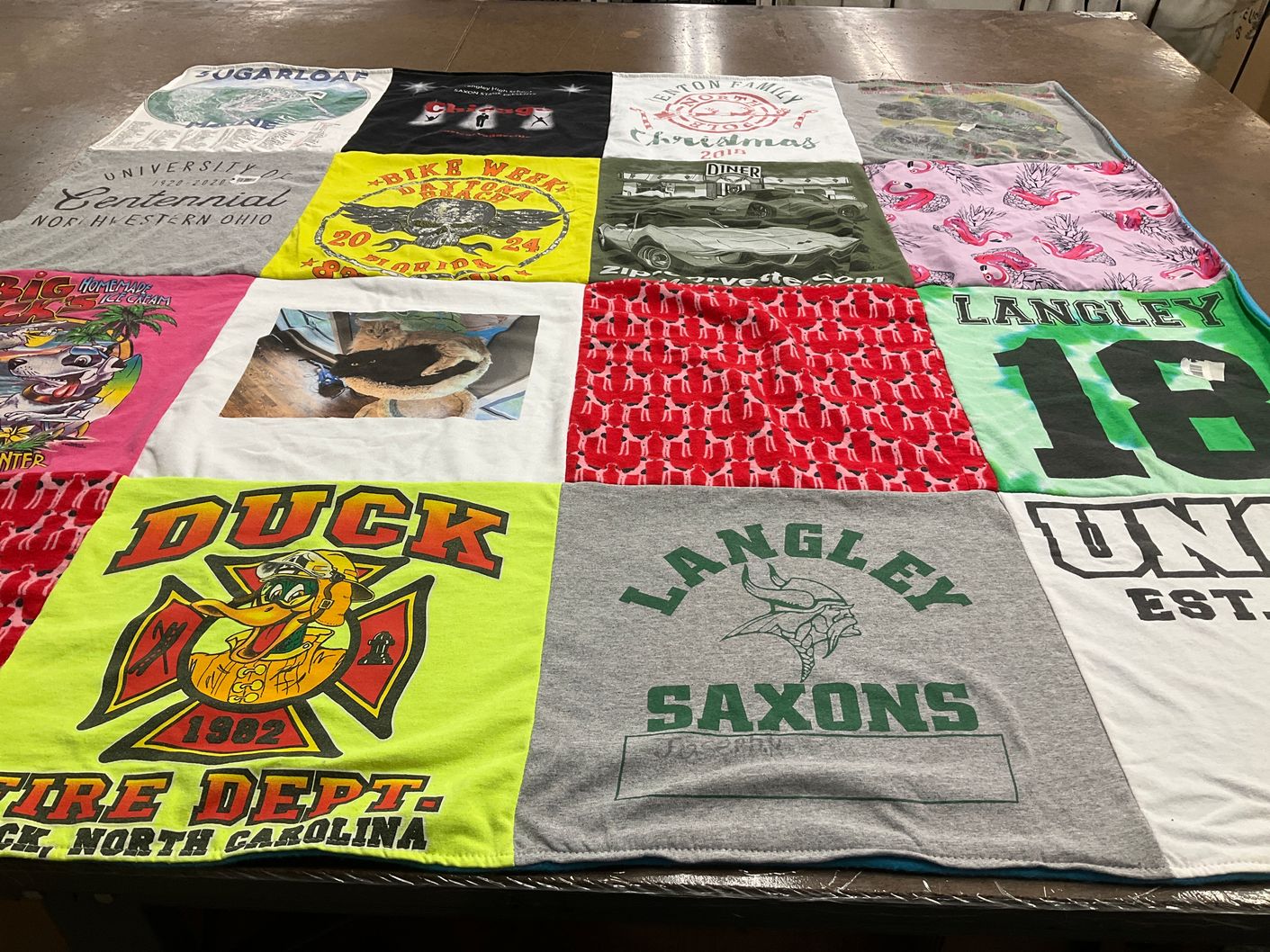 T-shirt quilt featuring langley saxons by Robyne from VA