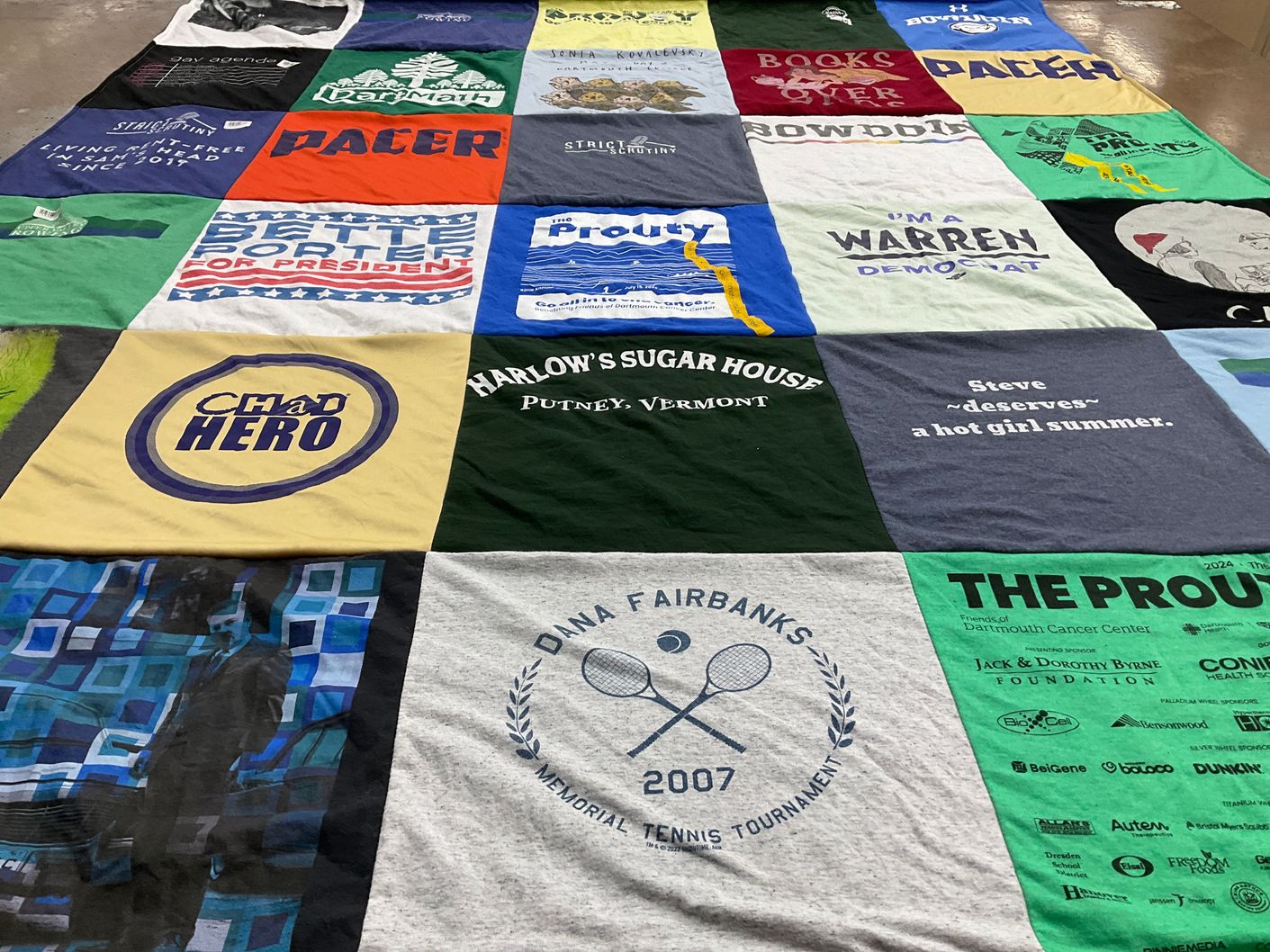 T-shirt quilt featuring tennis team by Laura from VT