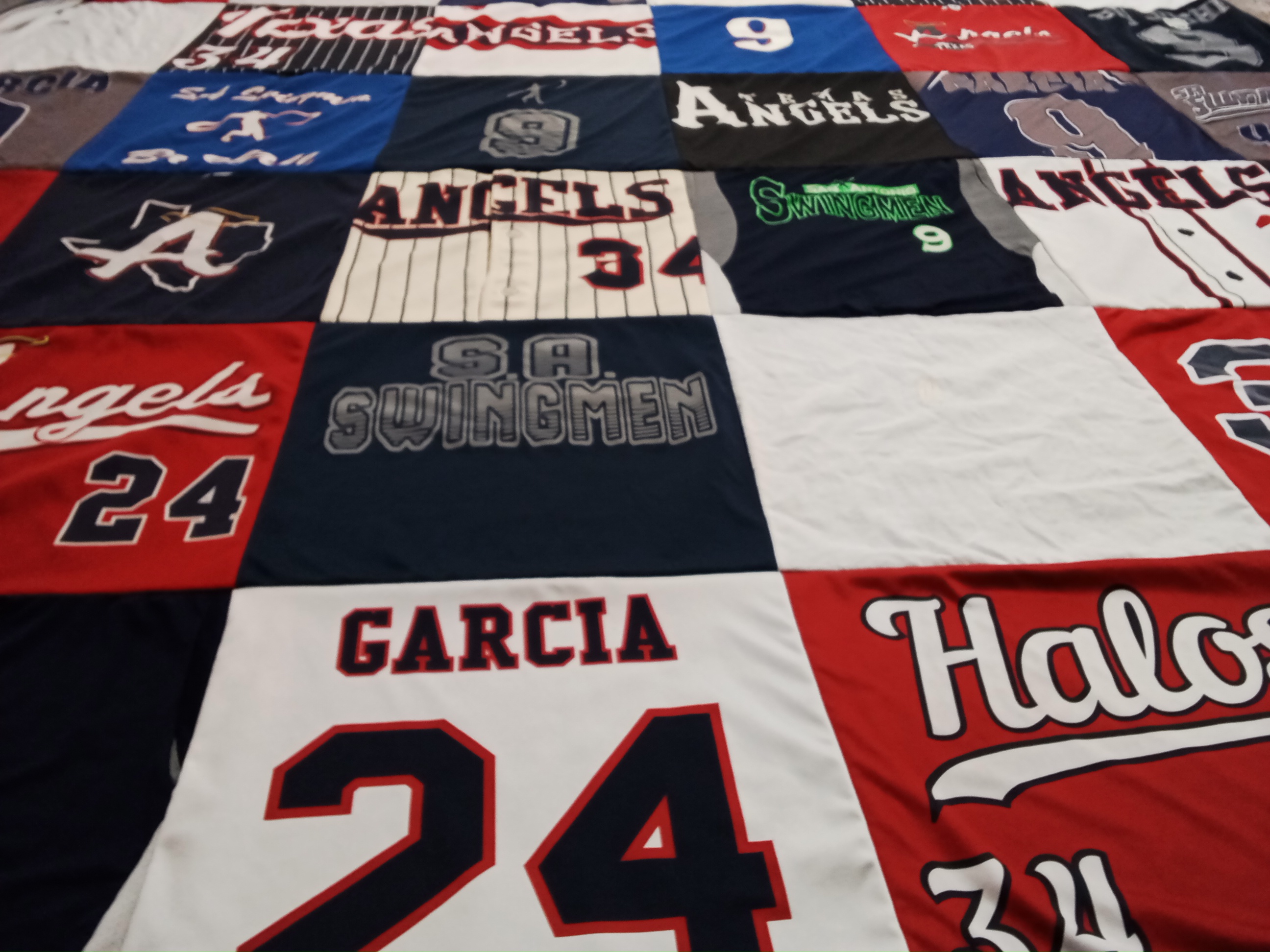 T-shirt quilt with baseball themes by Selena from TX