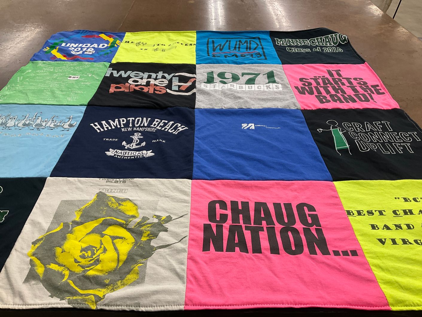 T-shirt quilt from monnehaug high school by Victoria from MA