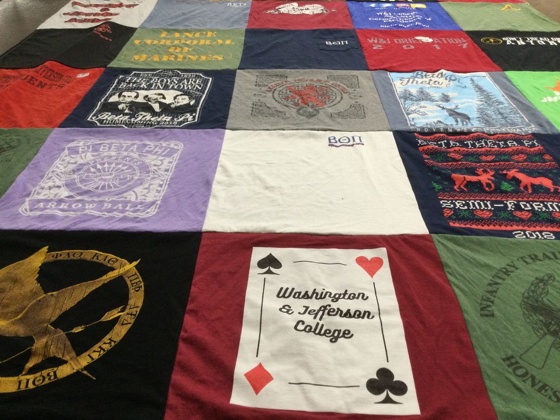 T-shirt quilt from washington & jefferson college by Elizabeth from PA
