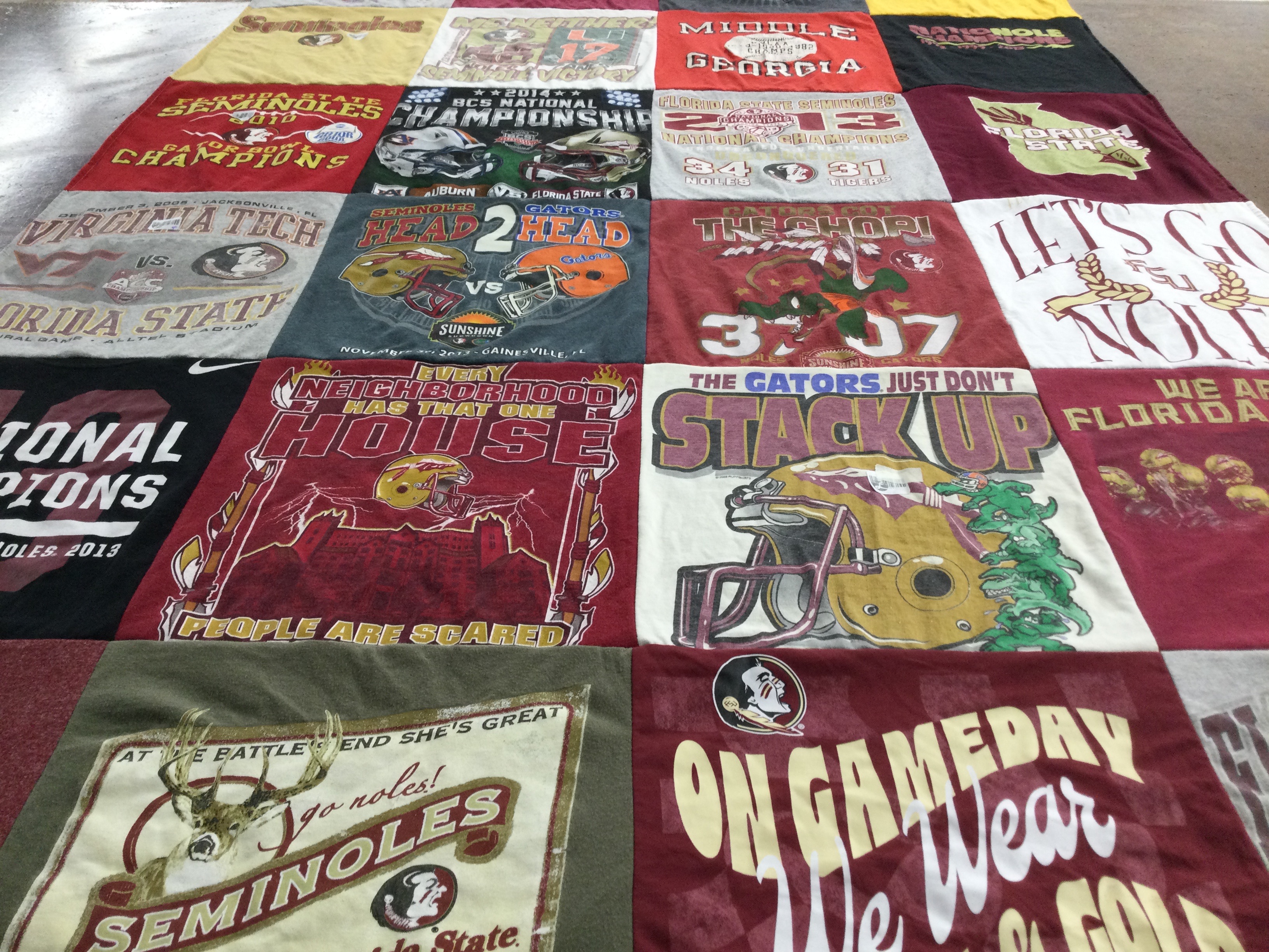 T-shirt quilt featuring florida state seminoles by Janet from GA