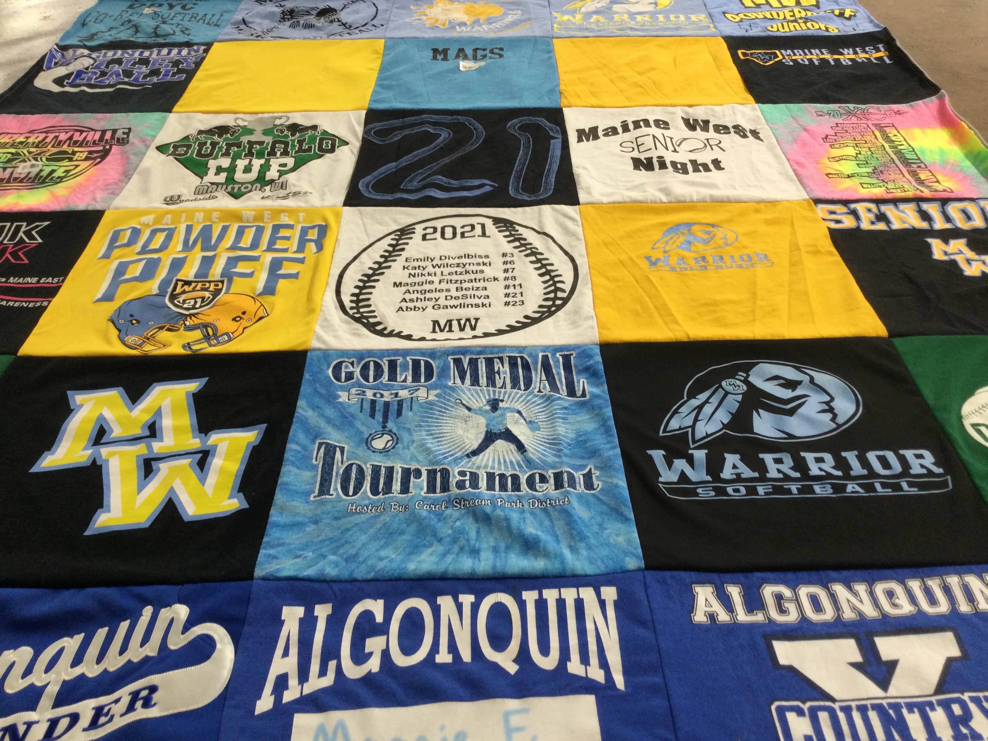 T-shirt quilt featuring maine west warrior, algonquin thunder by MARY from IL