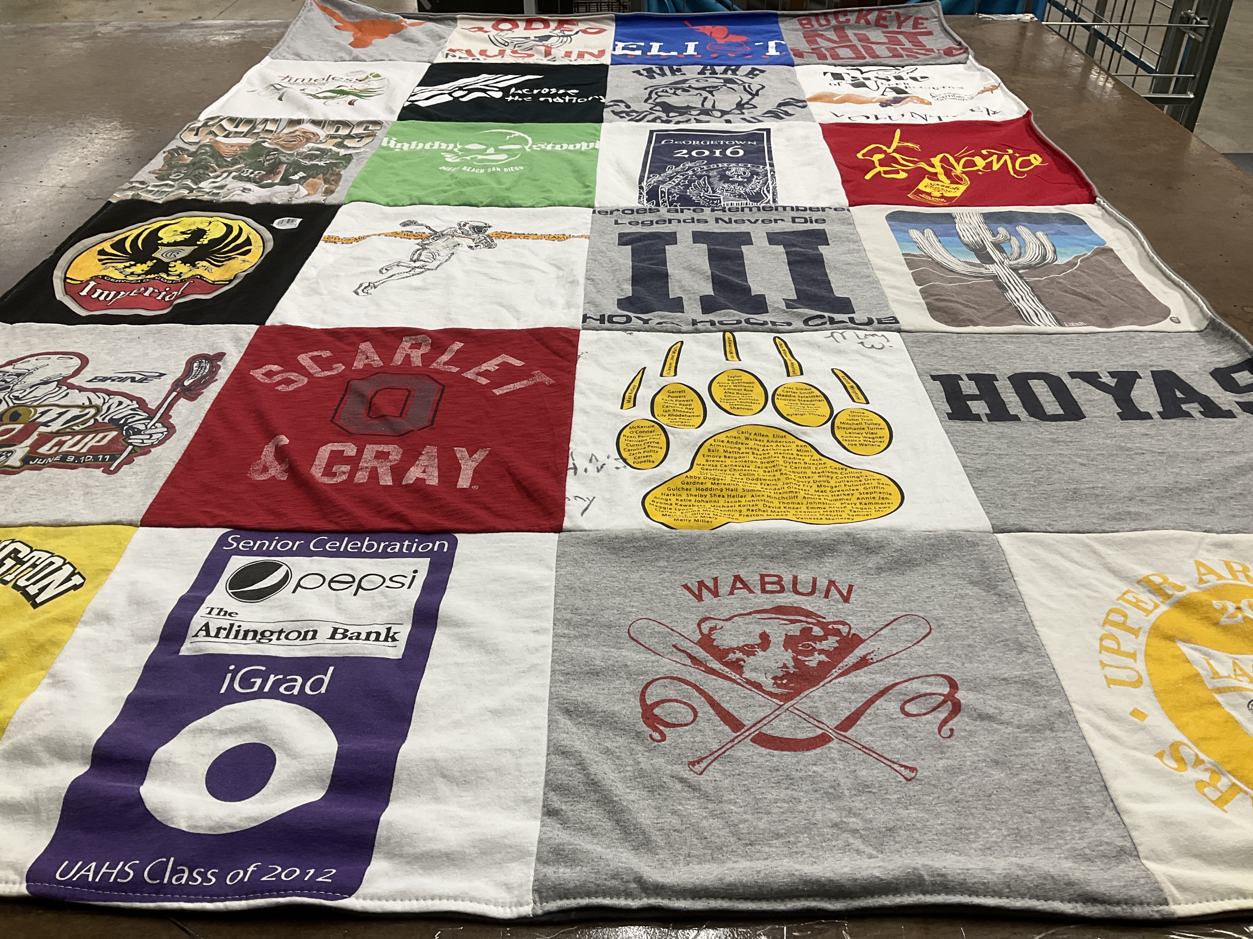 T-shirt quilt featuring georgetown university hoyas, the university of texas at austin by Carol from OH