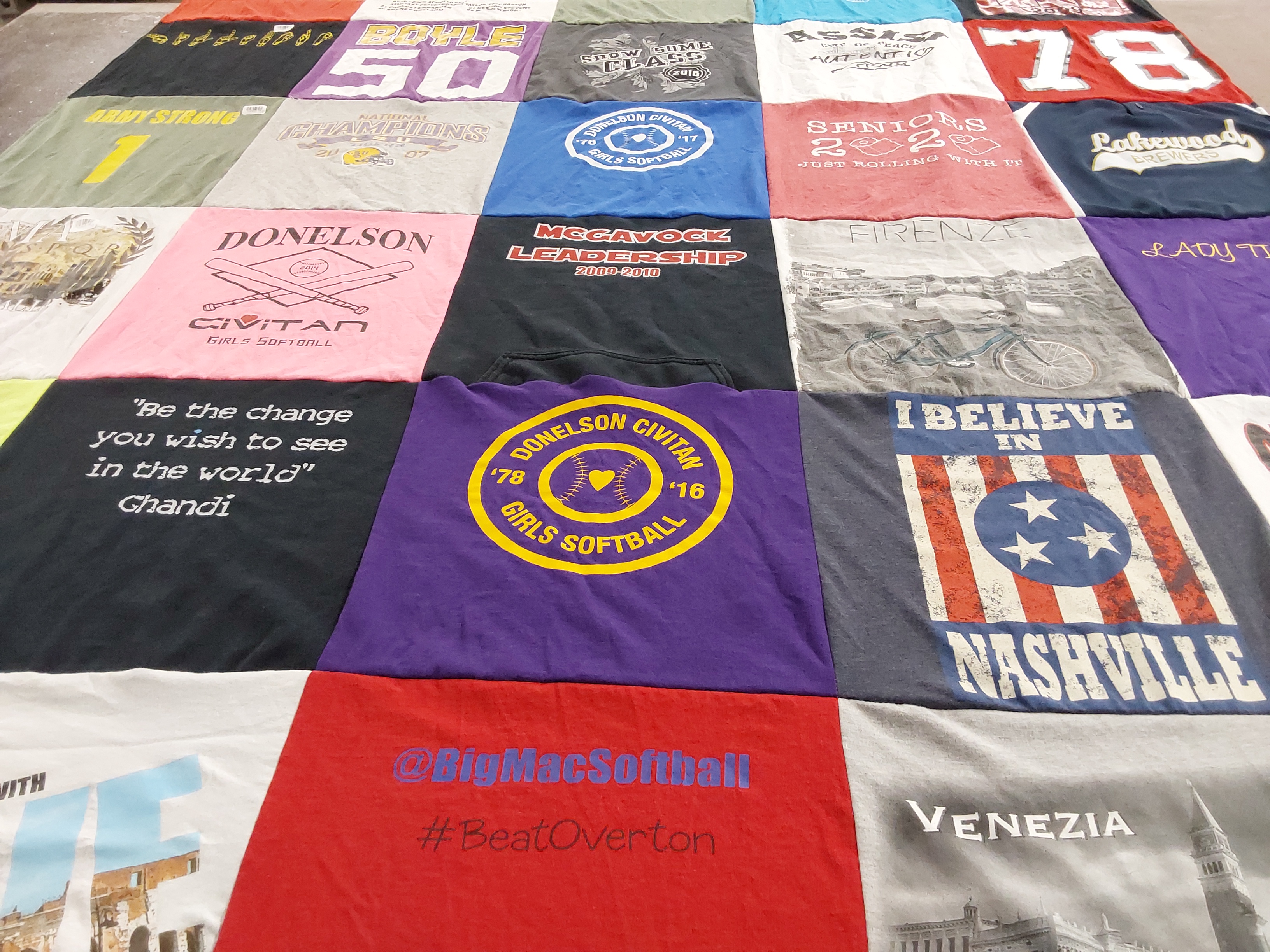 T-shirt quilt featuring donelson girls softball, lakewood high school by Tonya from TN