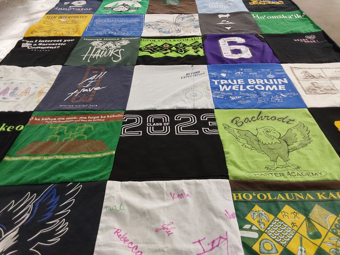 T-shirt quilt featuring hawks by Kristiann from CA