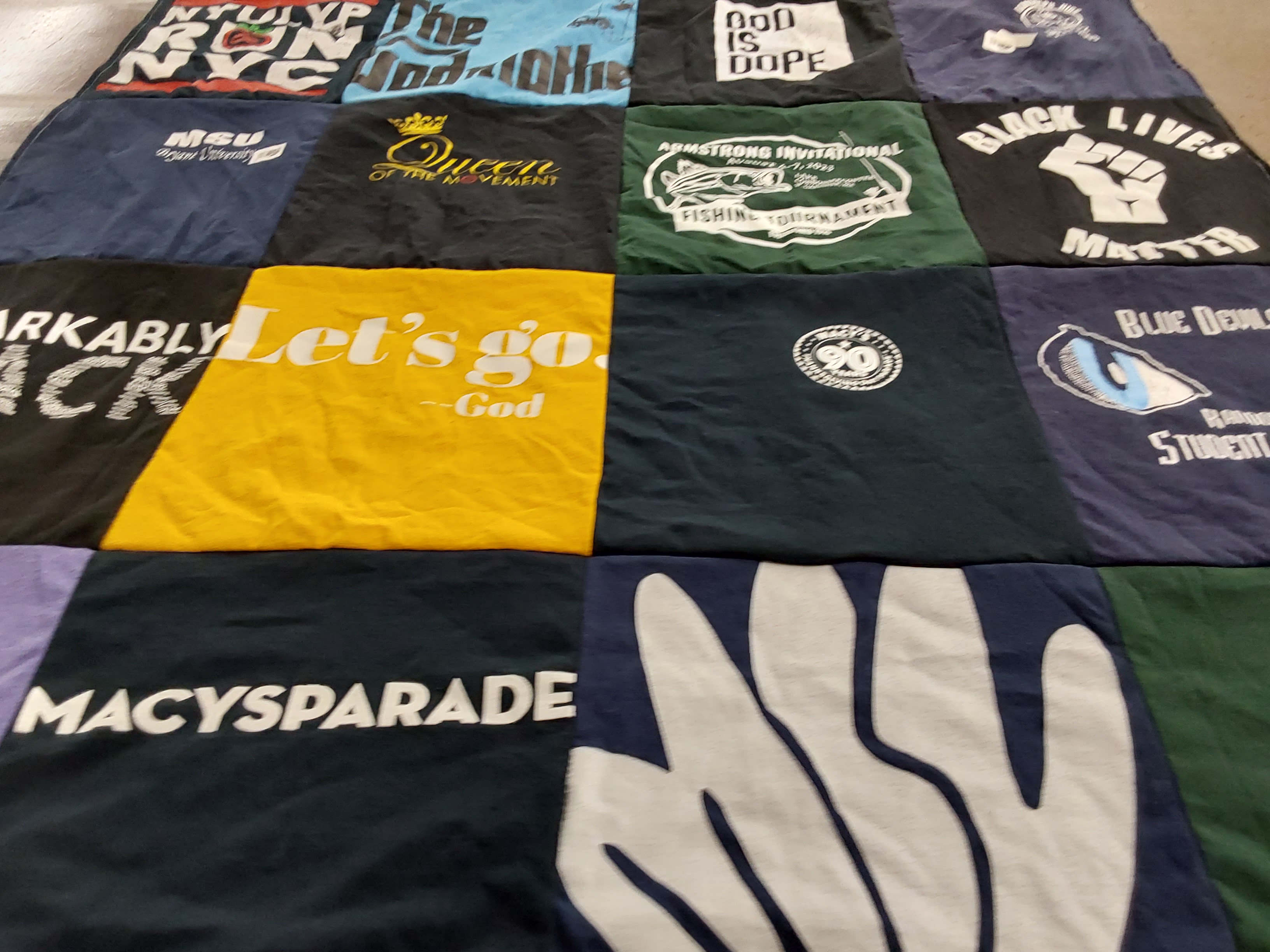 T-shirt quilt featuring blue devils by Wilberte from MD
