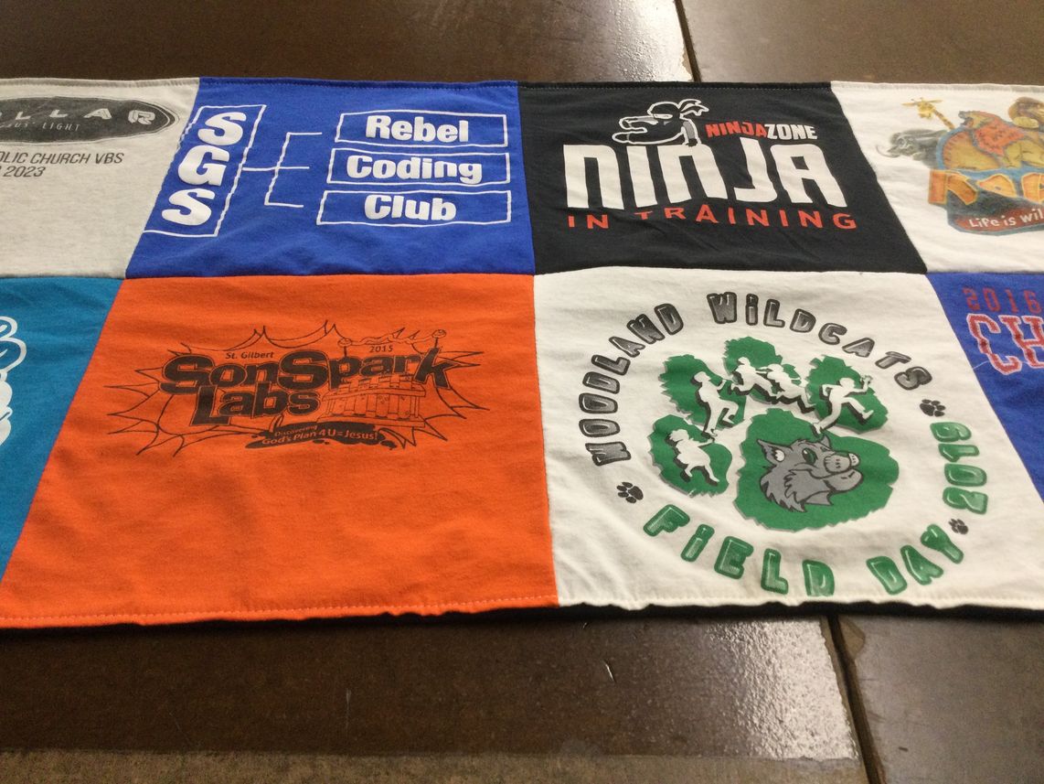 T-shirt quilt featuring woodland wildcats by Suzanne from IL