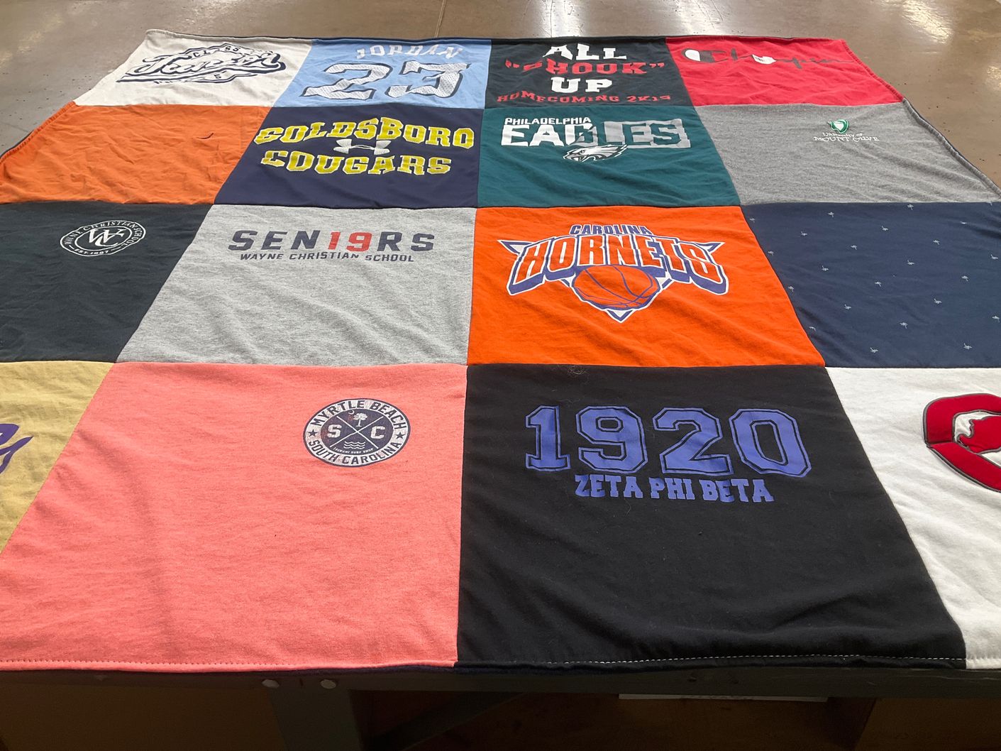 T-shirt quilt featuring carolina hornets by Danya from NC