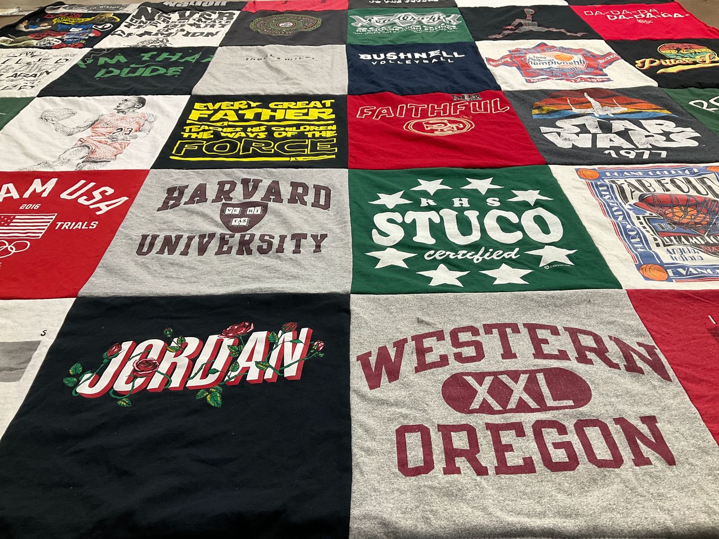 T-shirt quilt from harvard university, western oregon university by JOHN from OR