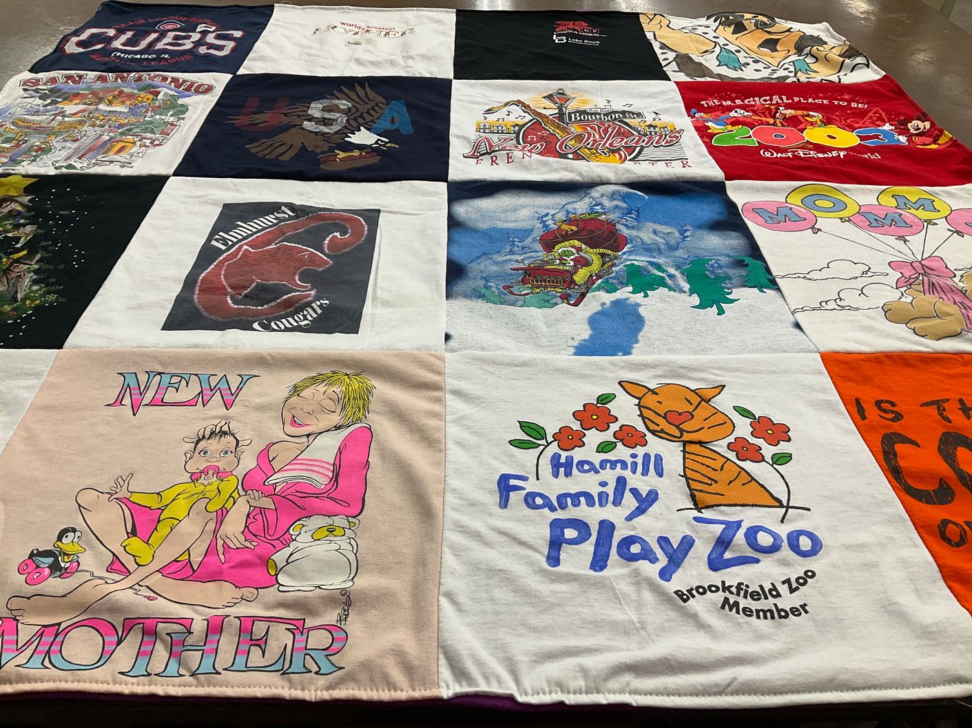 T-shirt quilt featuring elmhurst cougars by Roberta from IL