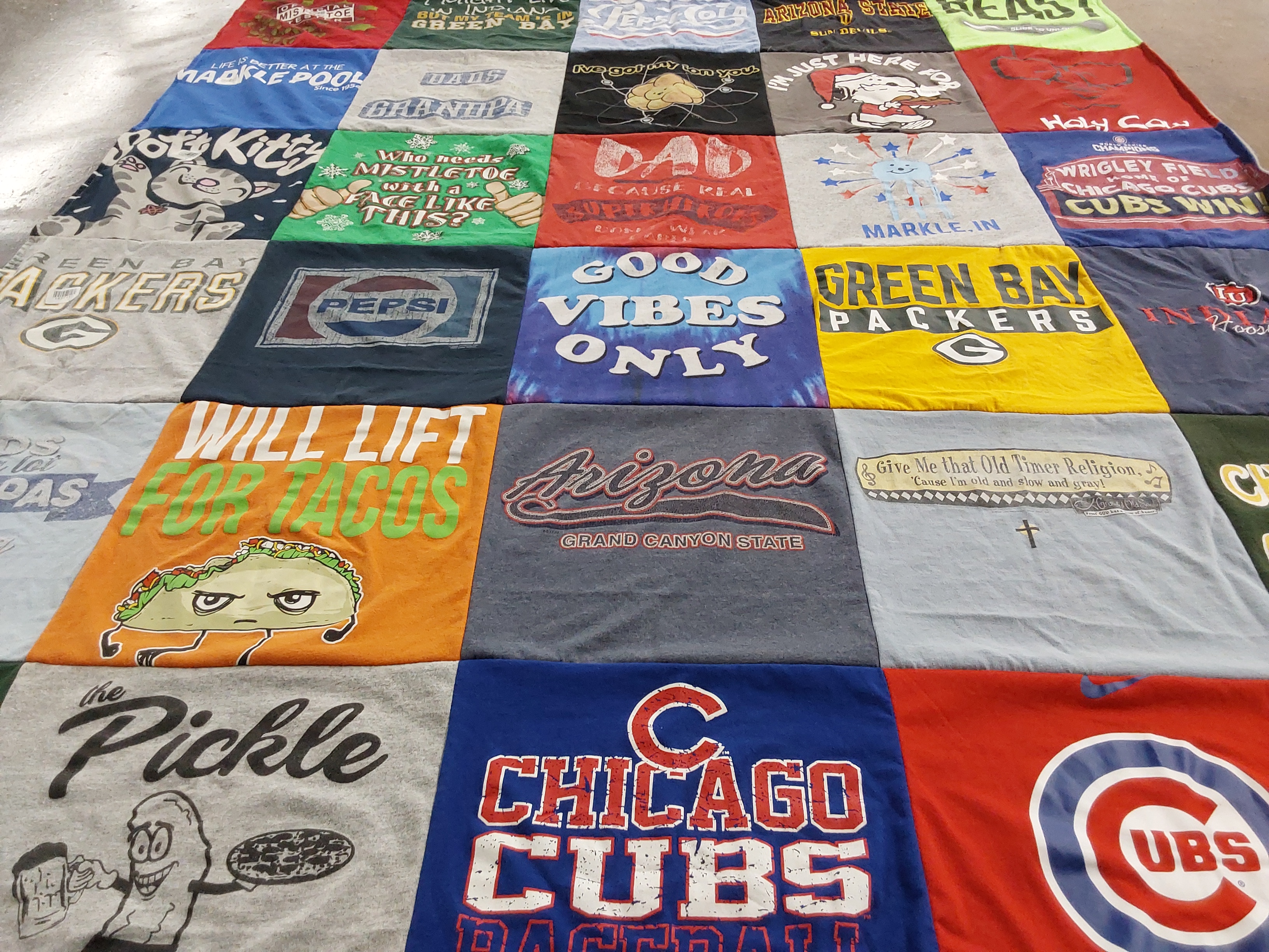 T-shirt quilt featuring green bay packers, chicago cubs by Kristina from AZ