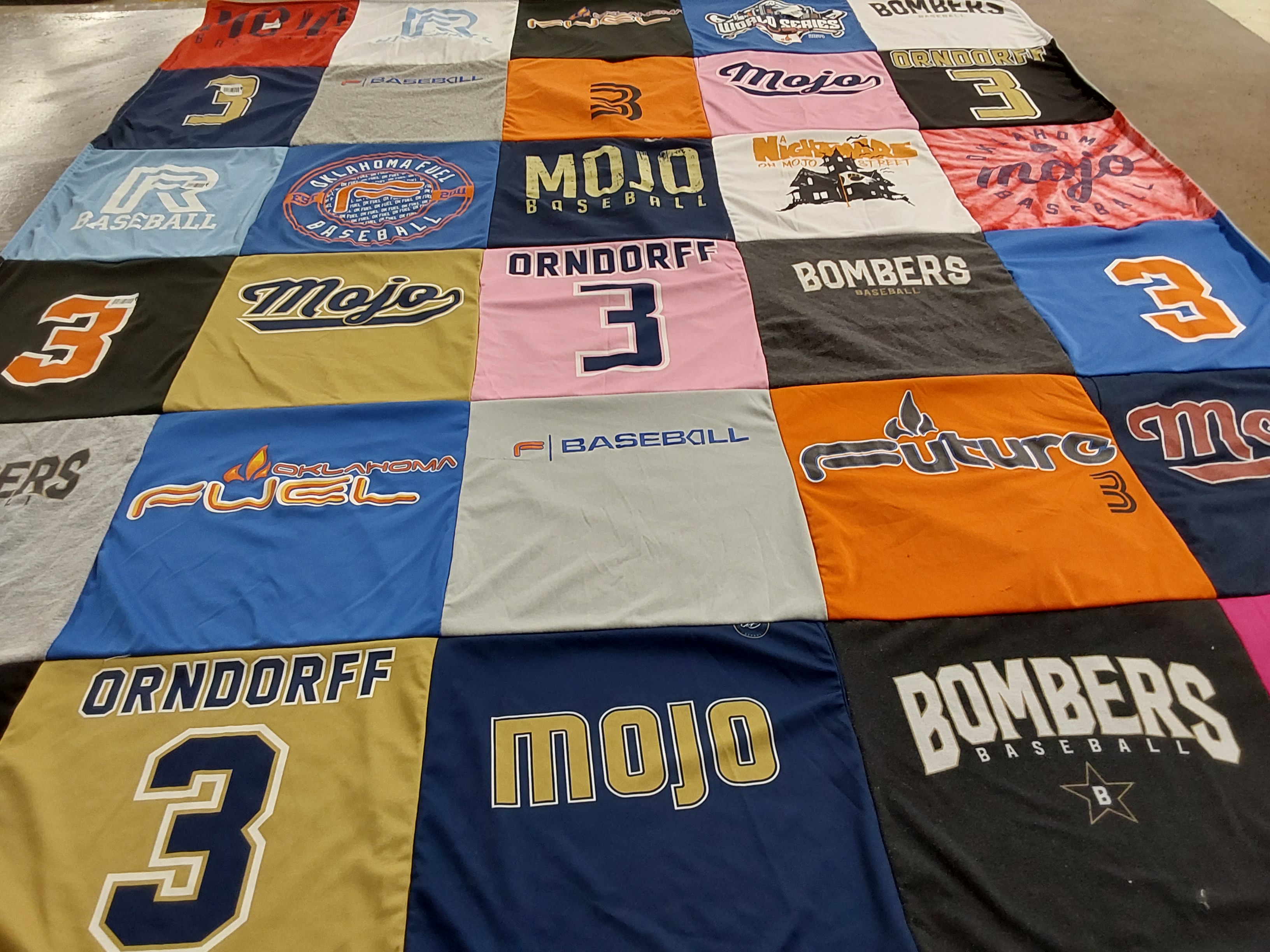 T-shirt quilt with baseball themes by Taylor from OK