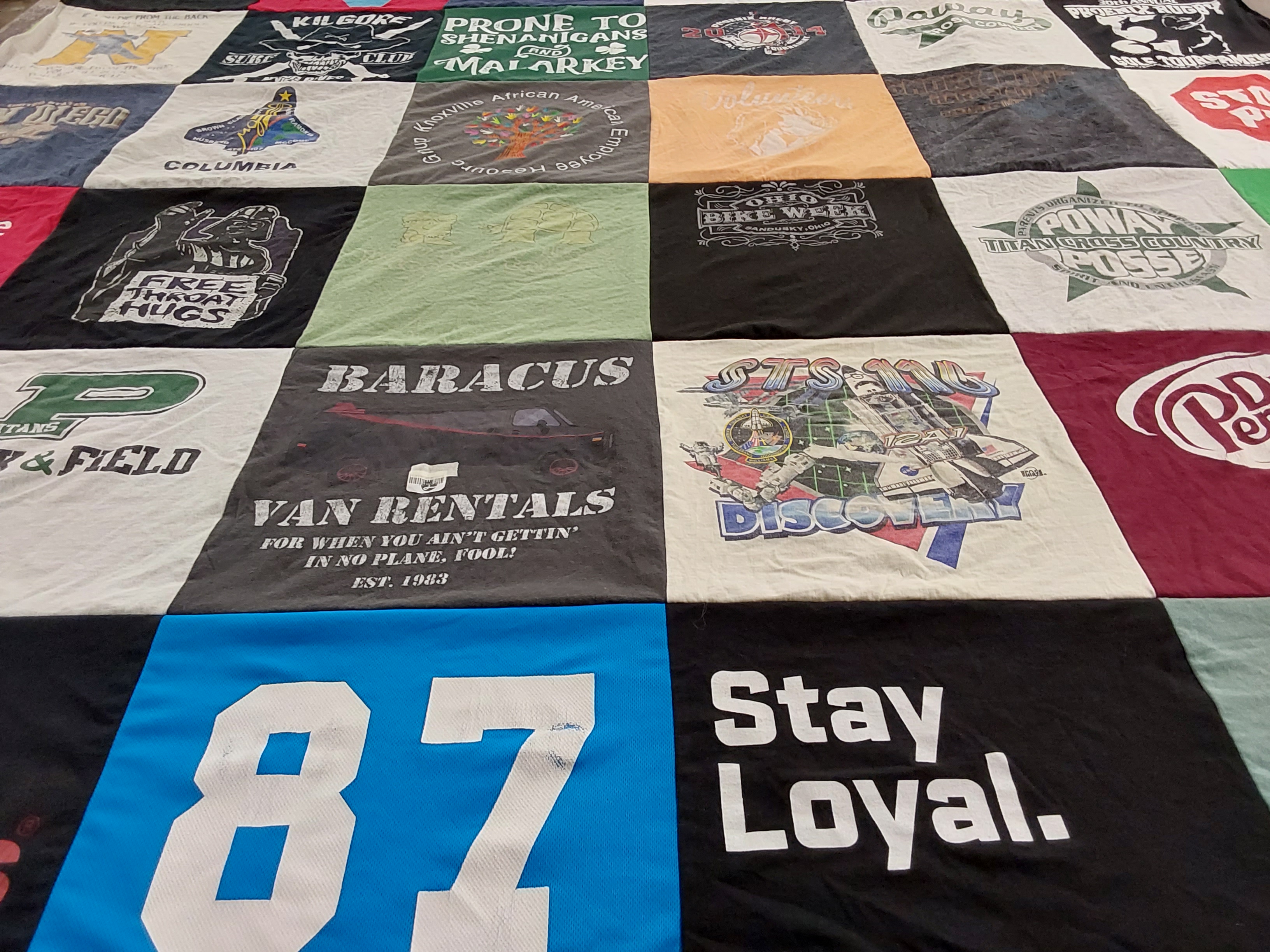 T-shirt quilt featuring p athletic department, poway high school cross country by Kristin from CA