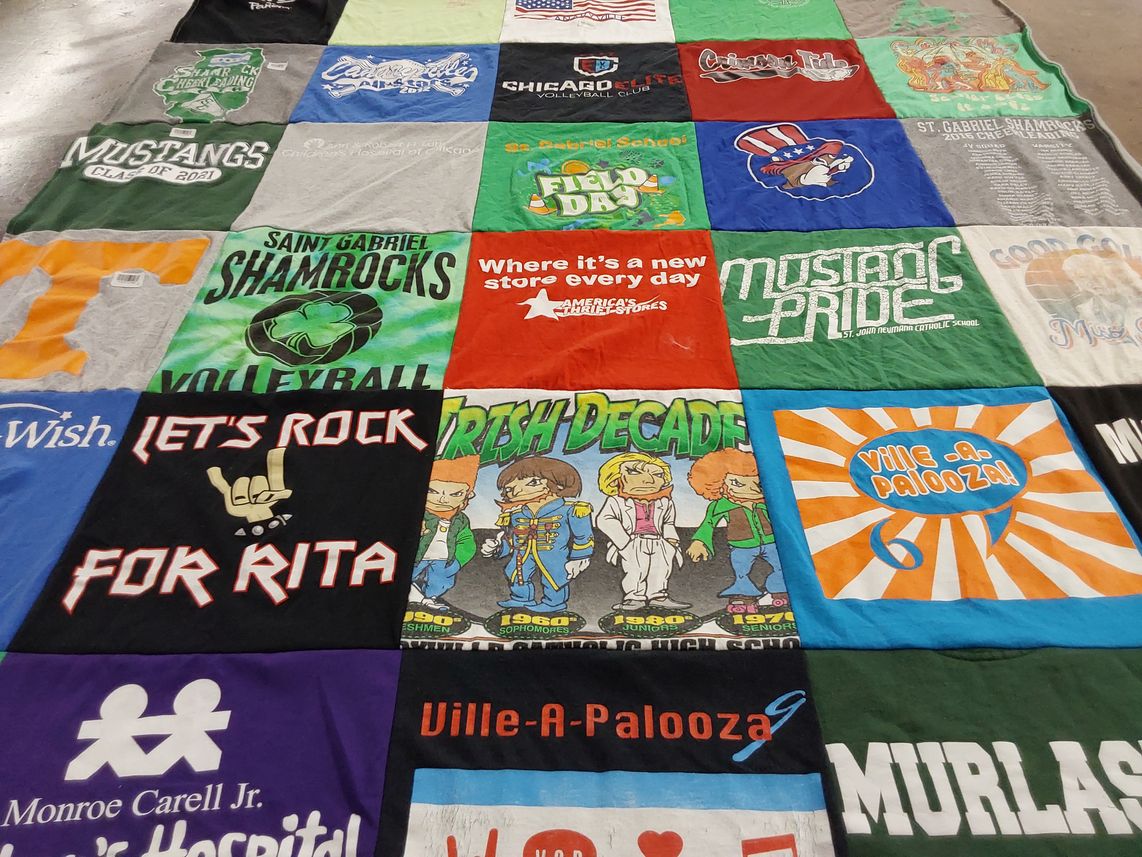 T-shirt quilt featuring st. john neumann catholic school mustangs by Eileen from TN