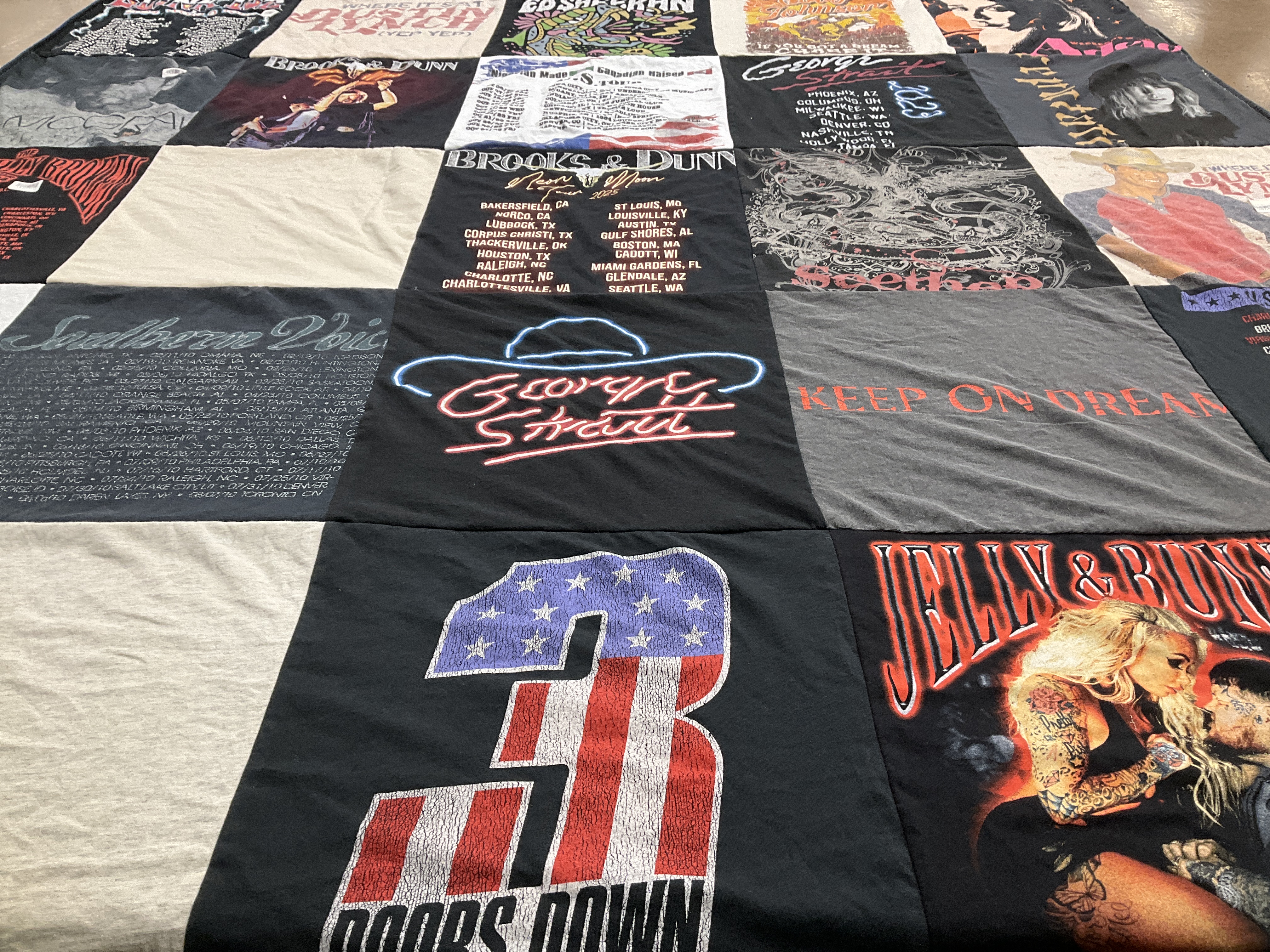 T-shirt quilt with music, country music themes by Sarena from KY
