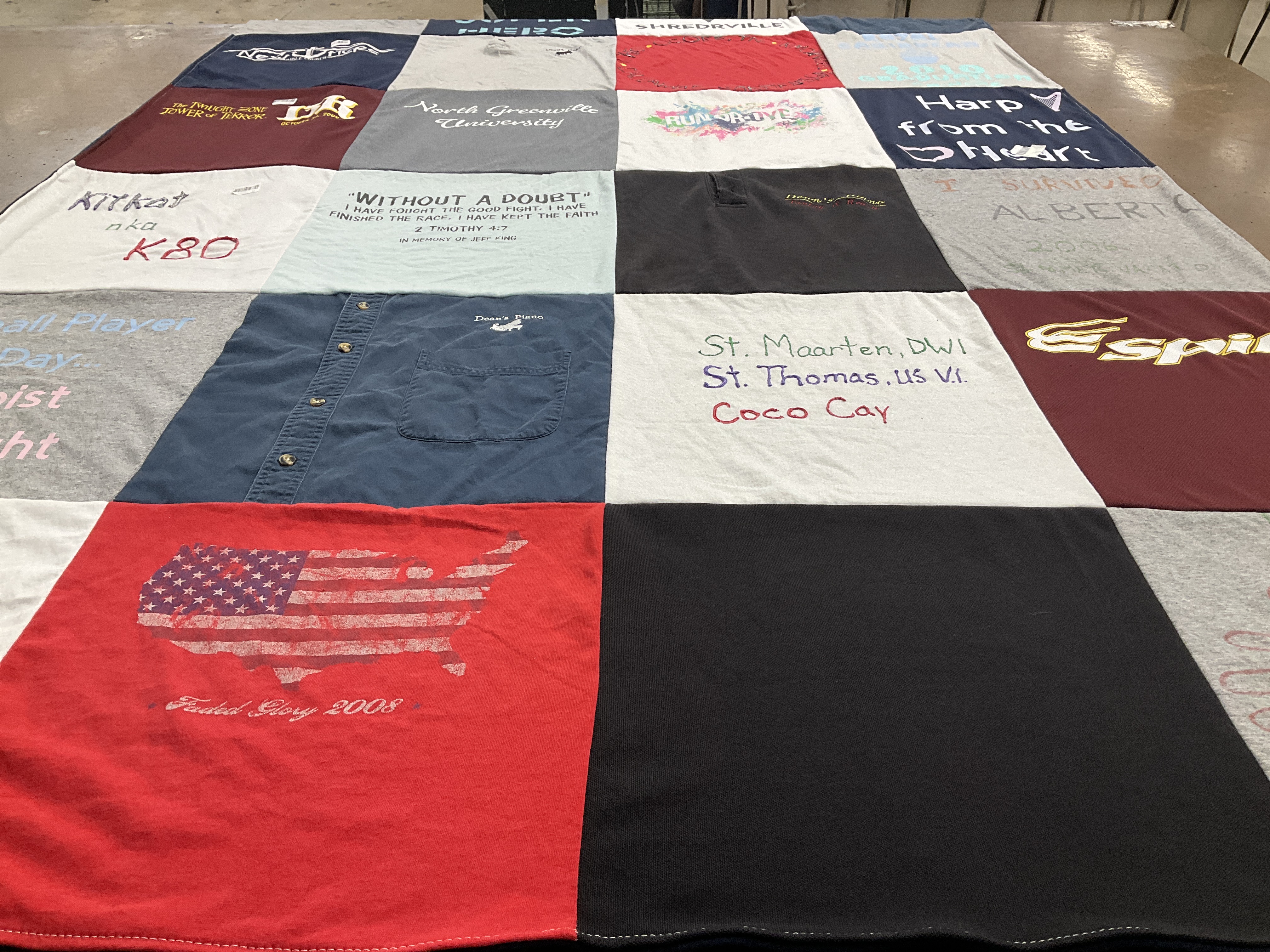 T-shirt quilt from north greenville university by Debbie from FL
