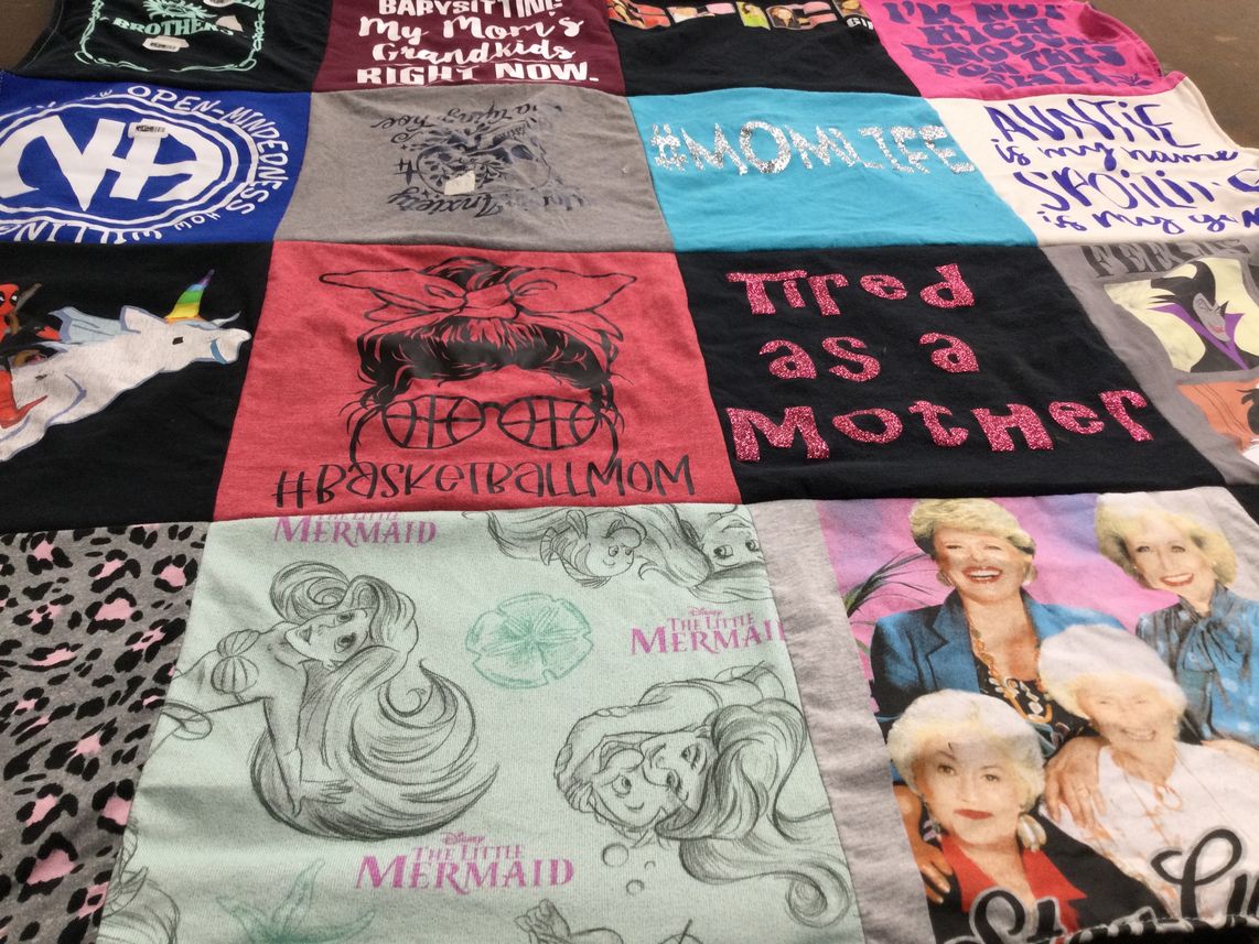 T-shirt quilt with motherhood, parenting themes by Jennifer from OH