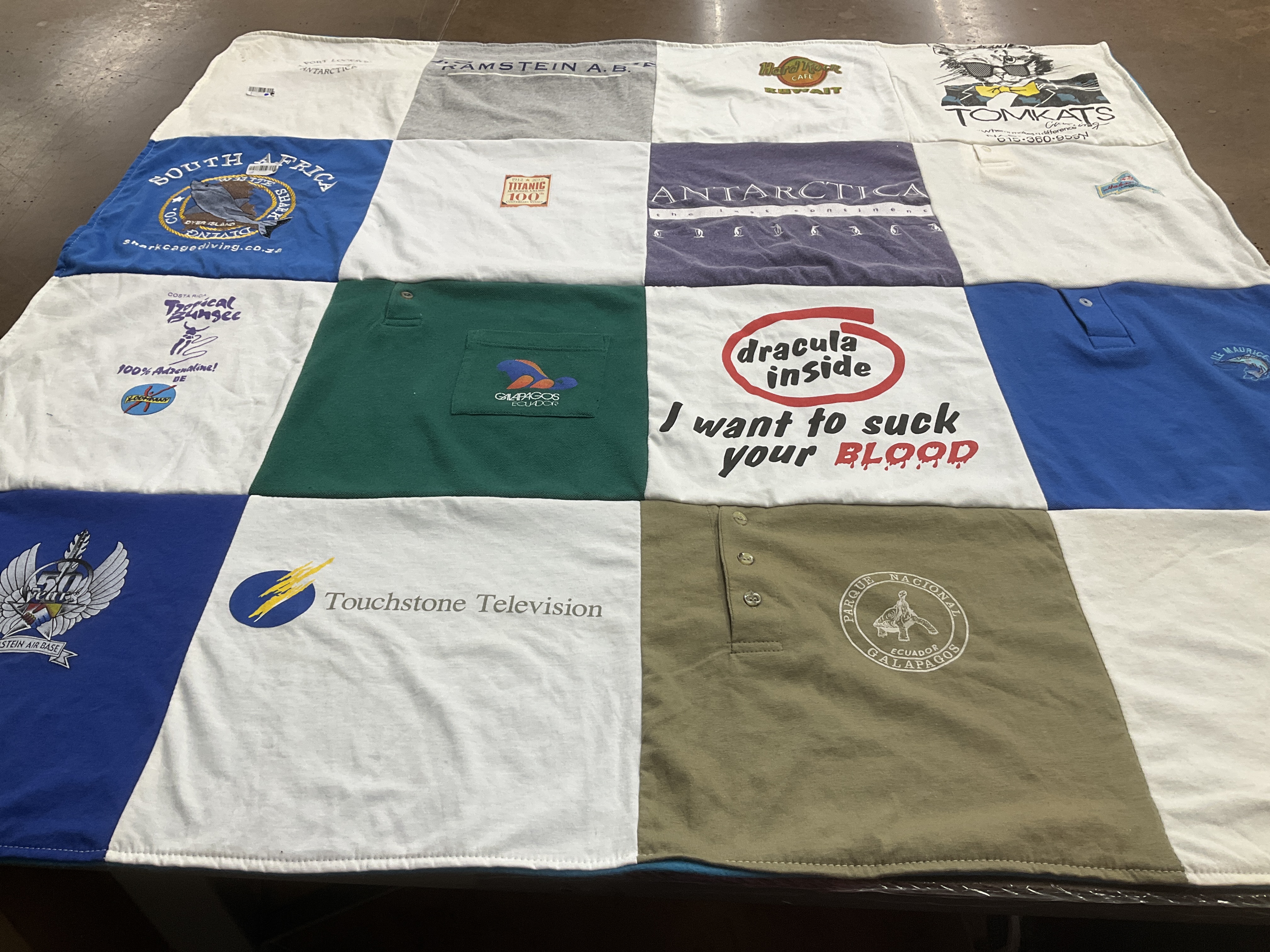 T-shirt quilt with diving, television themes by Jean from CA