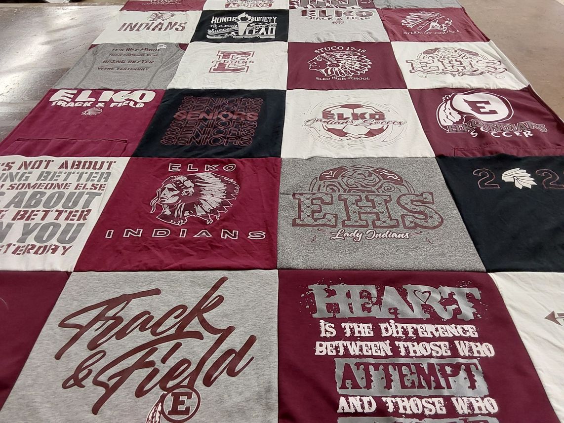 T-shirt quilt featuring elko high school track and field, elko high school cross country by Jenna from MT