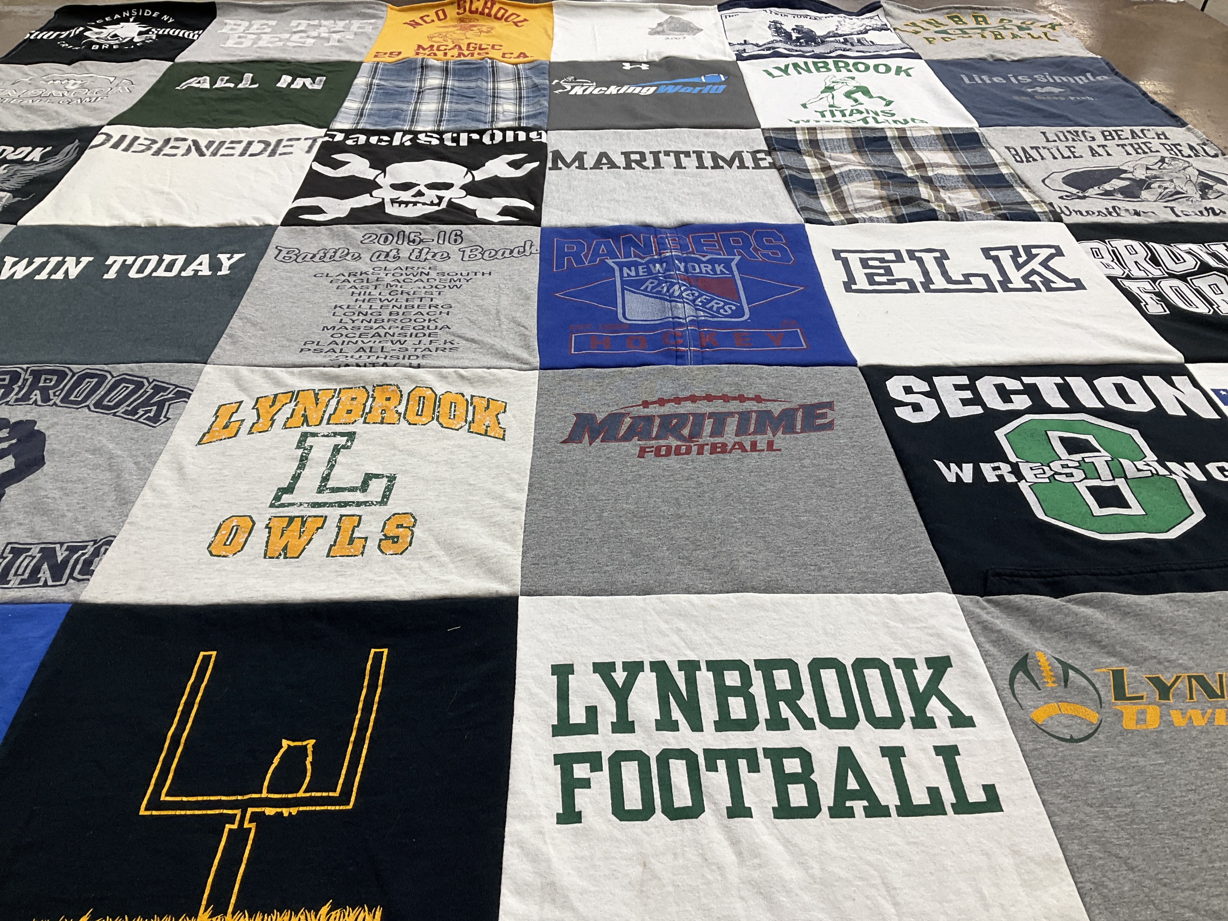 T-shirt quilt featuring lynbrook owls, lynbrook football by Kelly from NY
