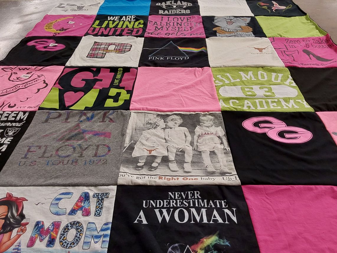 T-shirt quilt featuring oakland raiders by Becky from TX