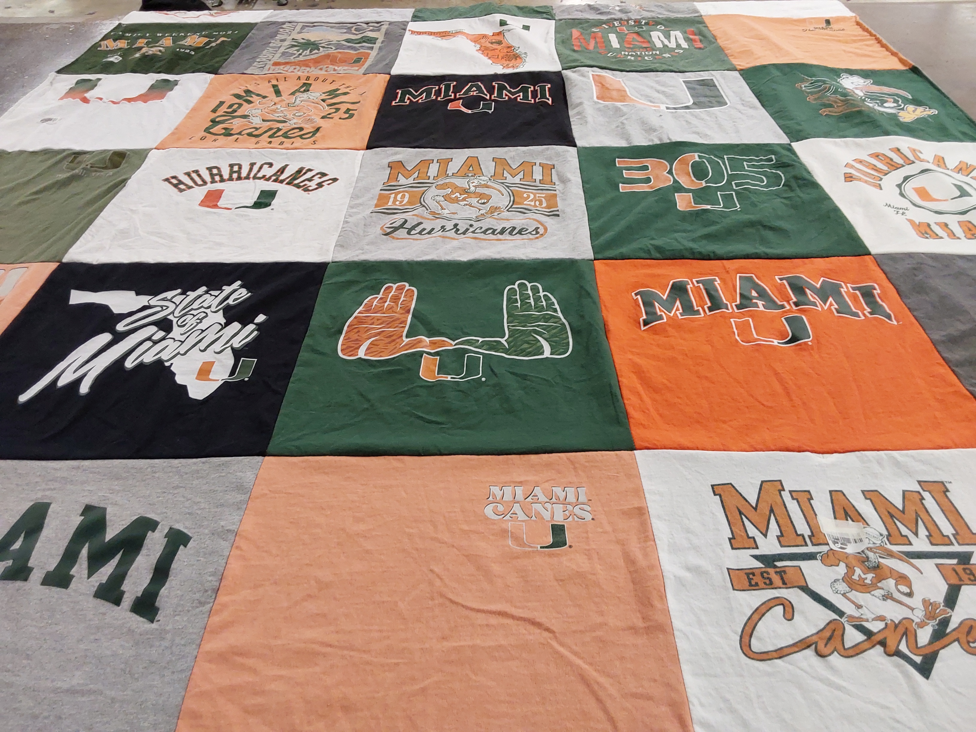 T-shirt quilt featuring university of miami hurricanes by DH from MD