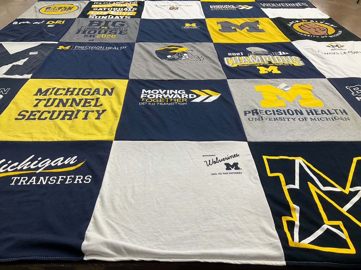 T-shirt quilt featuring university of michigan wolverines by Rachel from MI