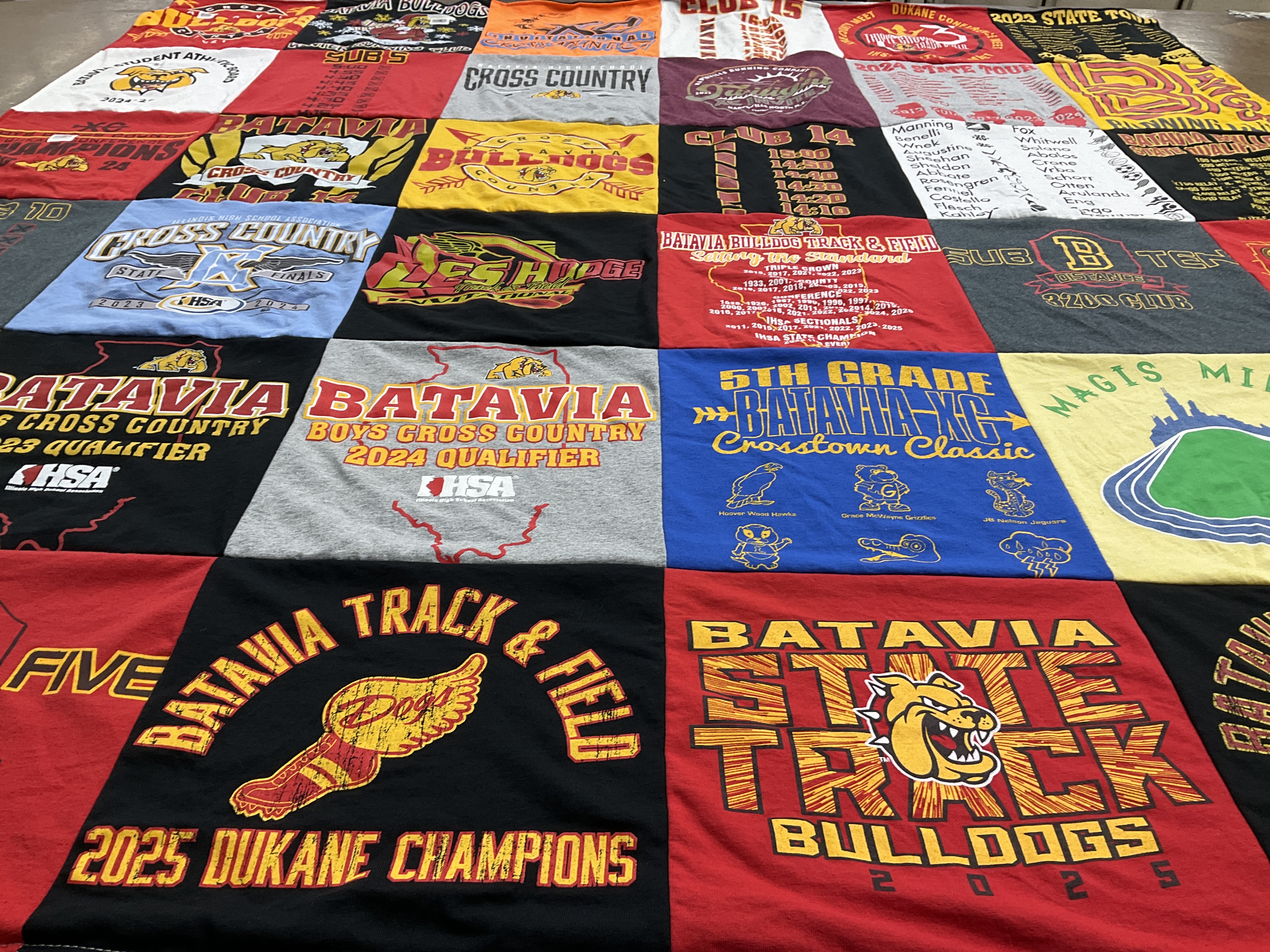 T-shirt quilt featuring batavia high school, batavia boys cross country by Jessica from IL