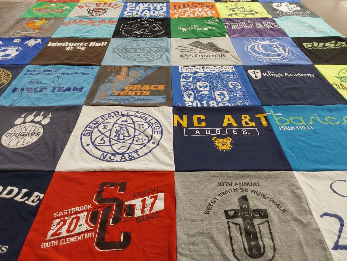 T-shirt quilt featuring eastbrook running club, kernodle cougars middle by Rachael from NC