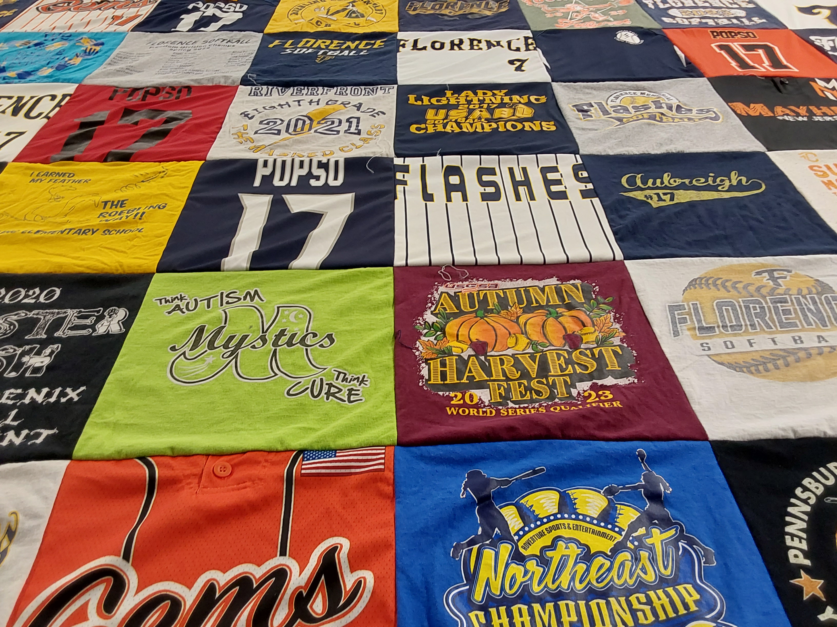T-shirt quilt featuring florence softball, mystics by Toby from NJ