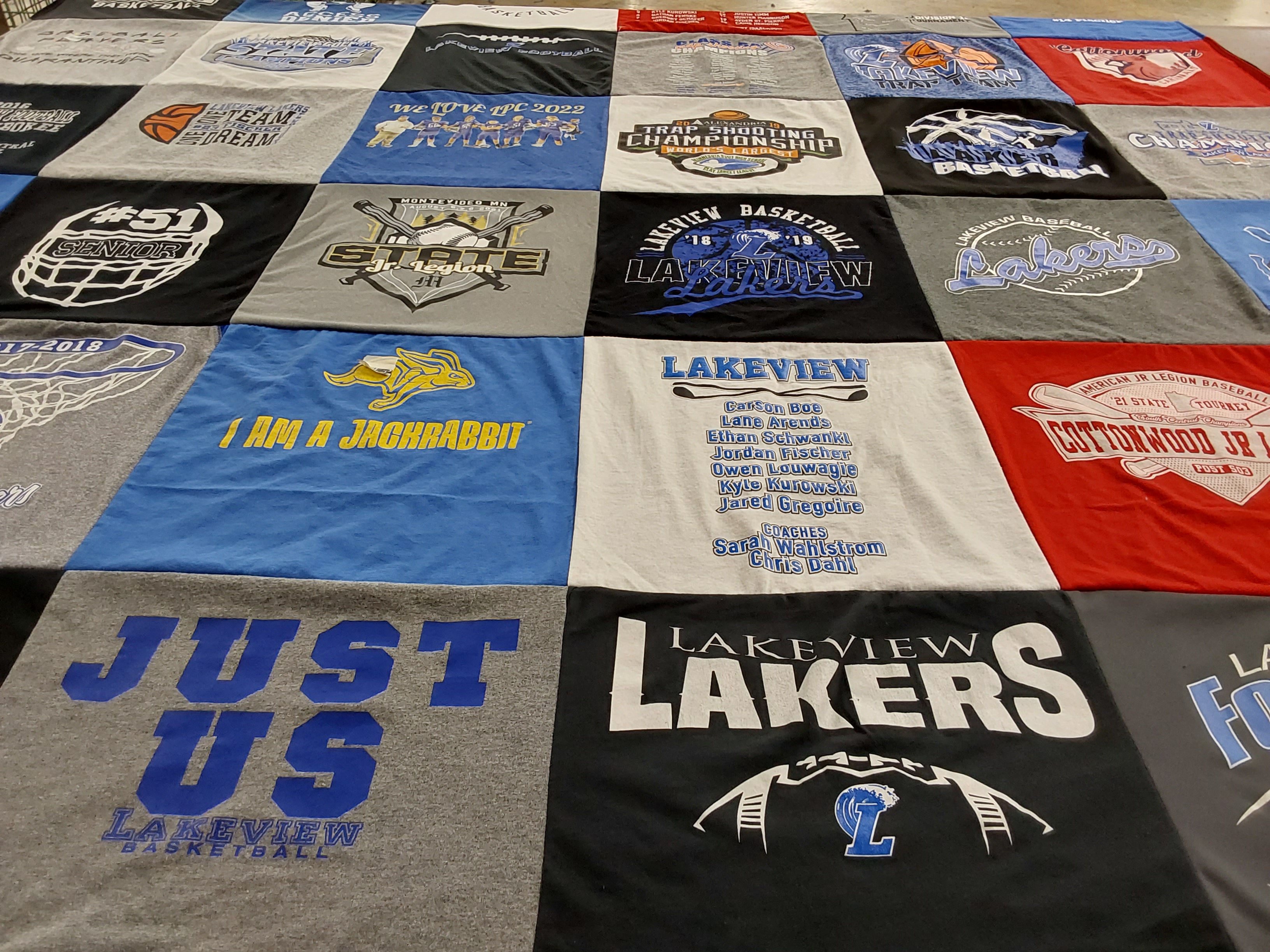 T-shirt quilt featuring lakeview lakers by WENDY from MN