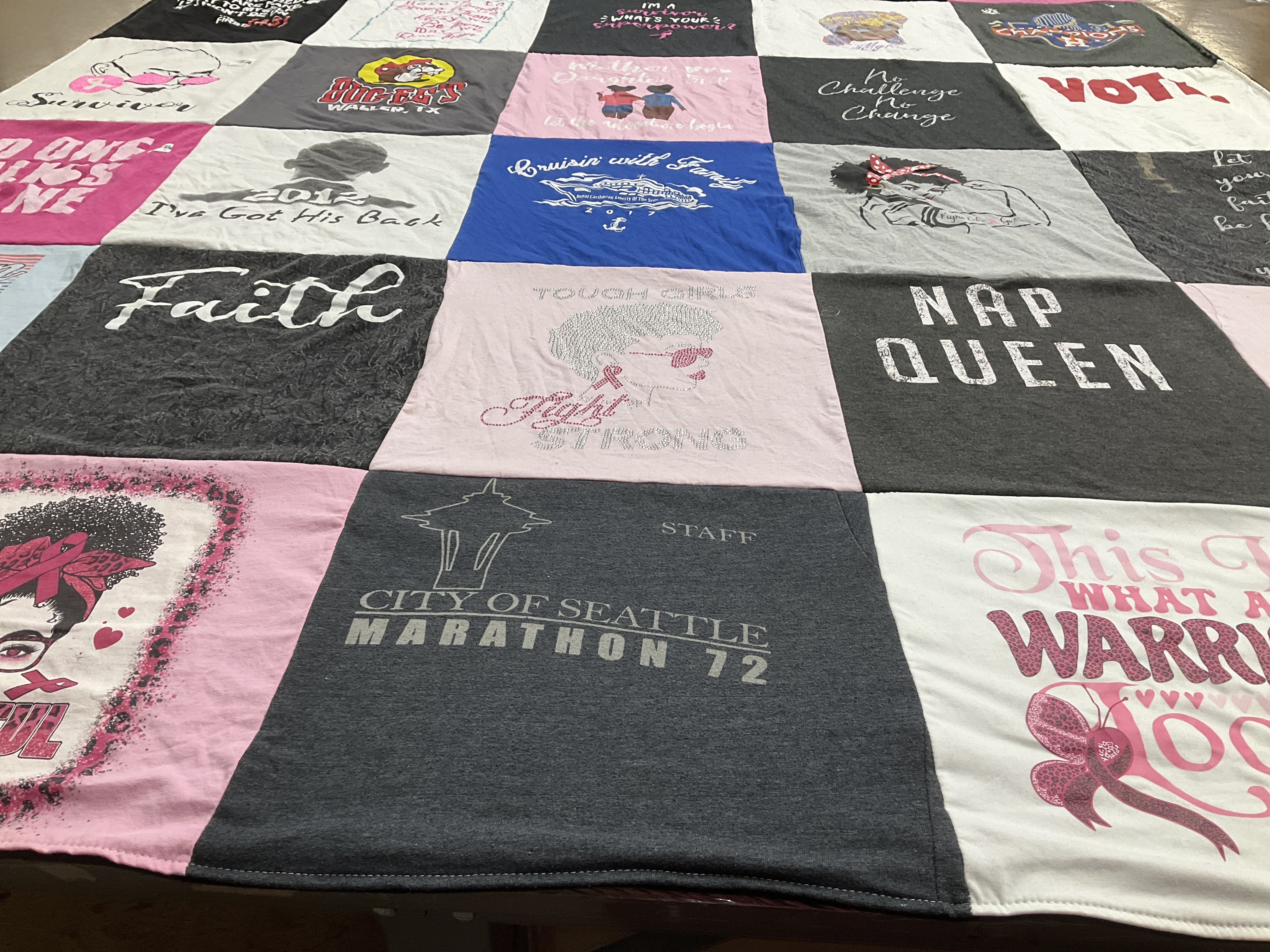 T-shirt quilt with community, health themes by LaTonya from TX