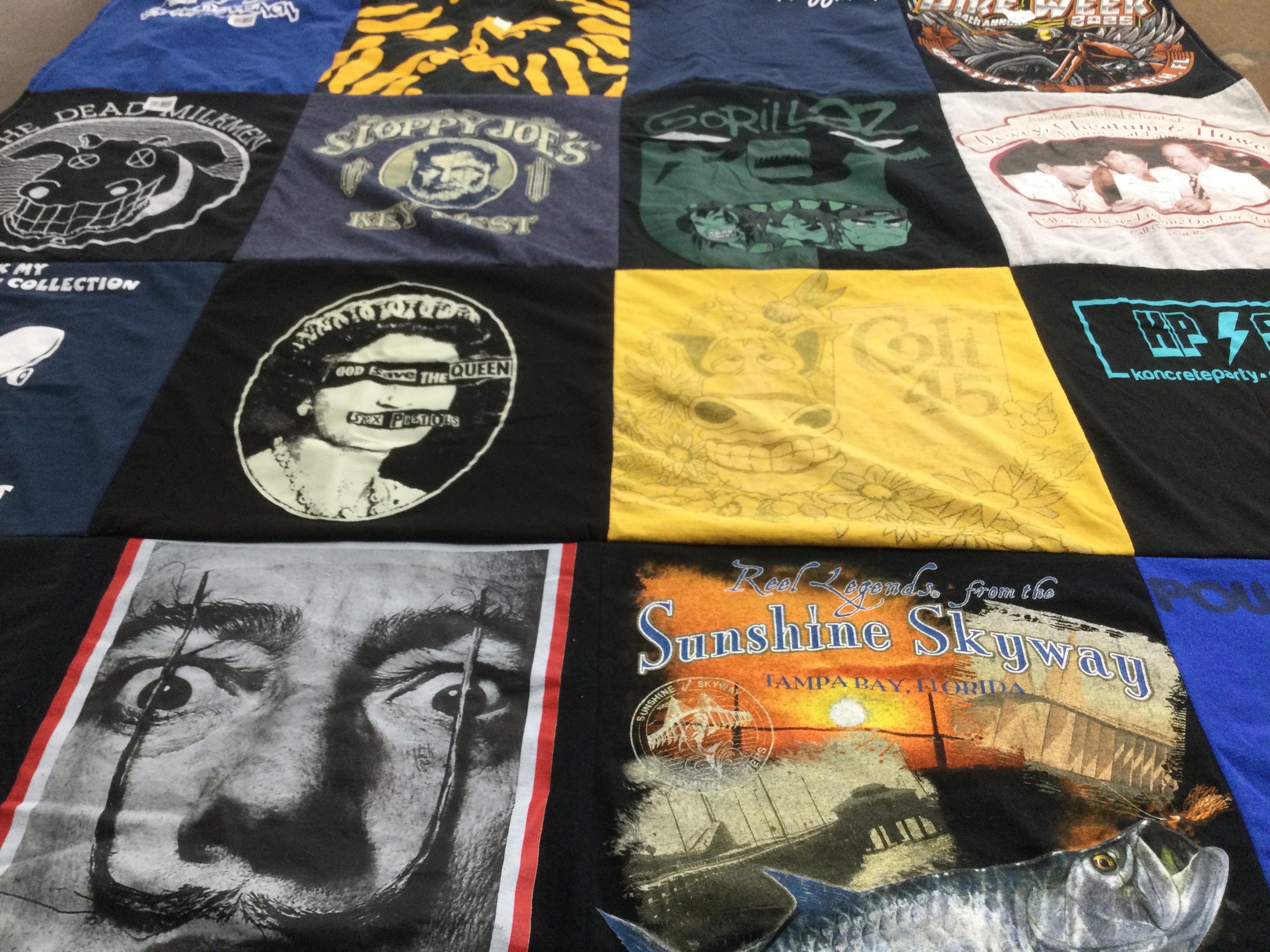 T-shirt quilt with music, art themes by RENEE from FL