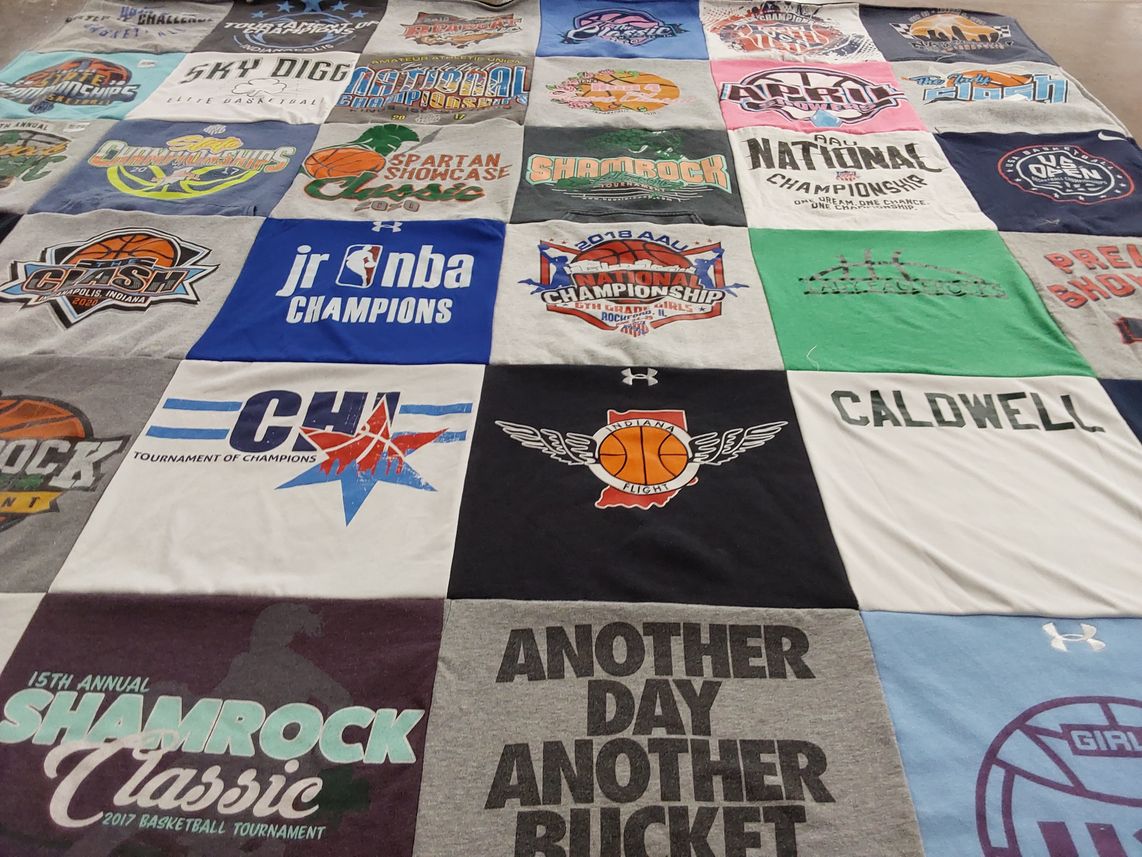 T-shirt quilt featuring indiana high school basketball by Iva from IN