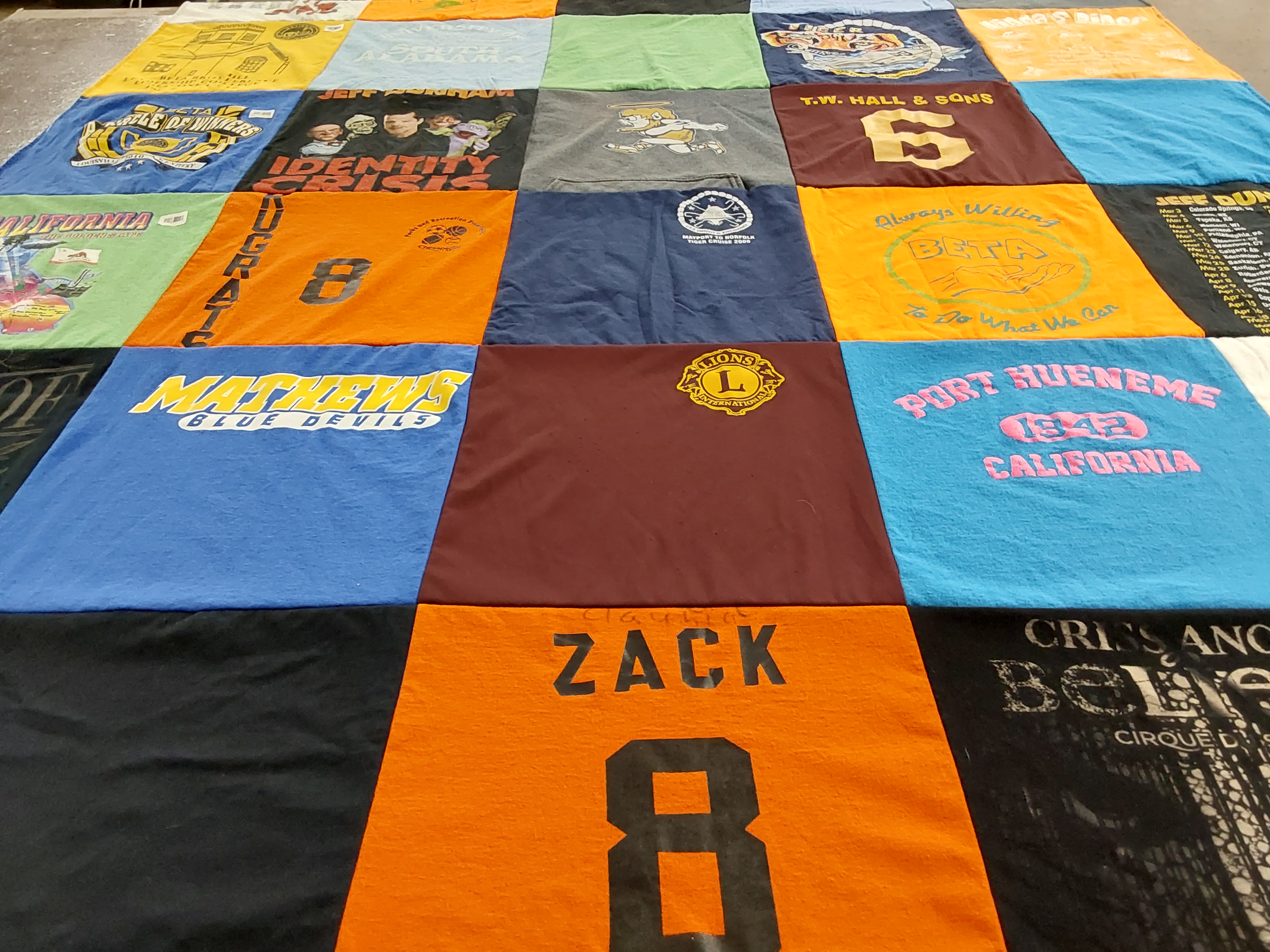 T-shirt quilt featuring mathews blue devils by Melissa from VA
