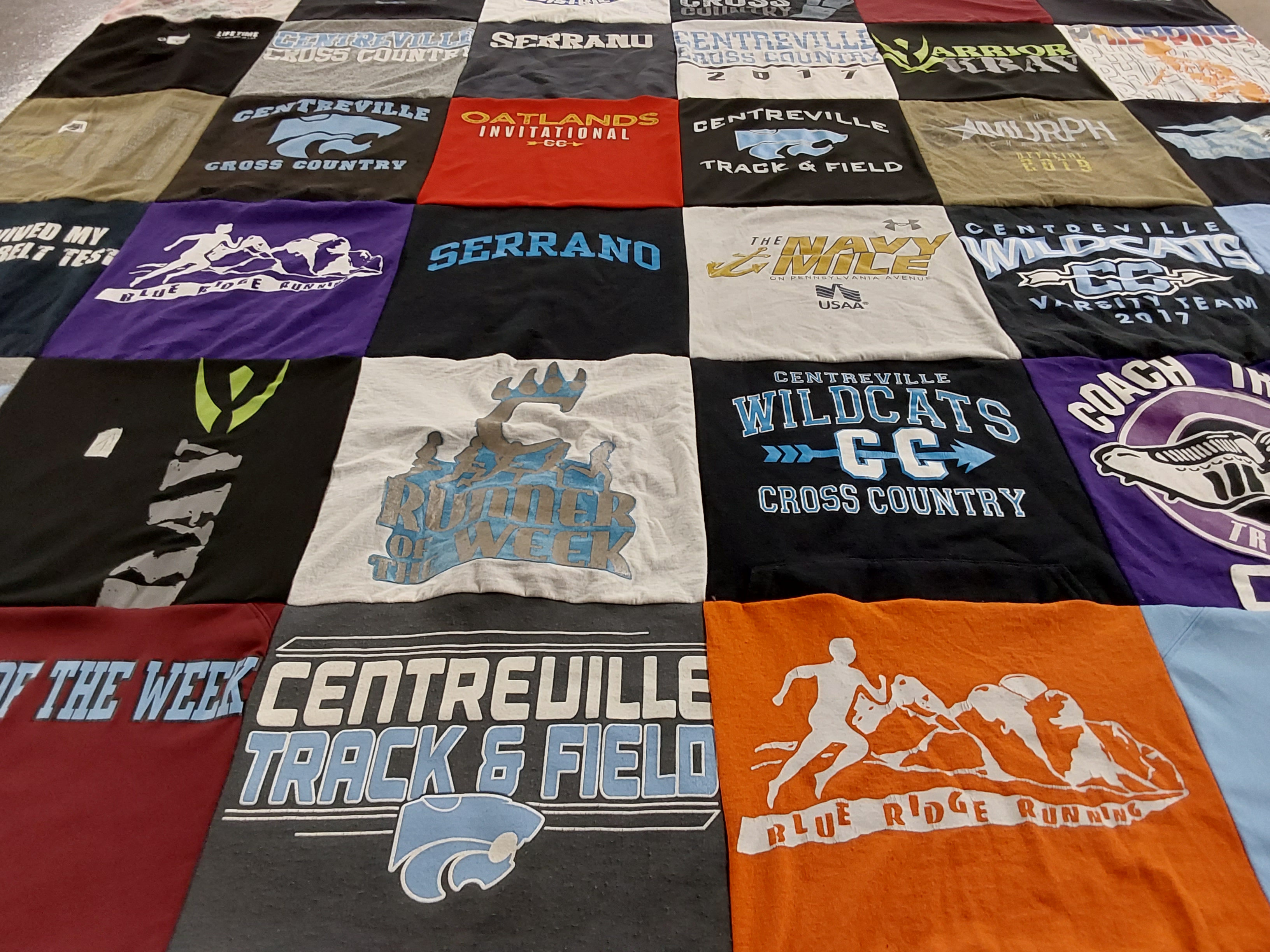 T-shirt quilt featuring centreville wildcats cross country, centreville track and field by Nancy from VA