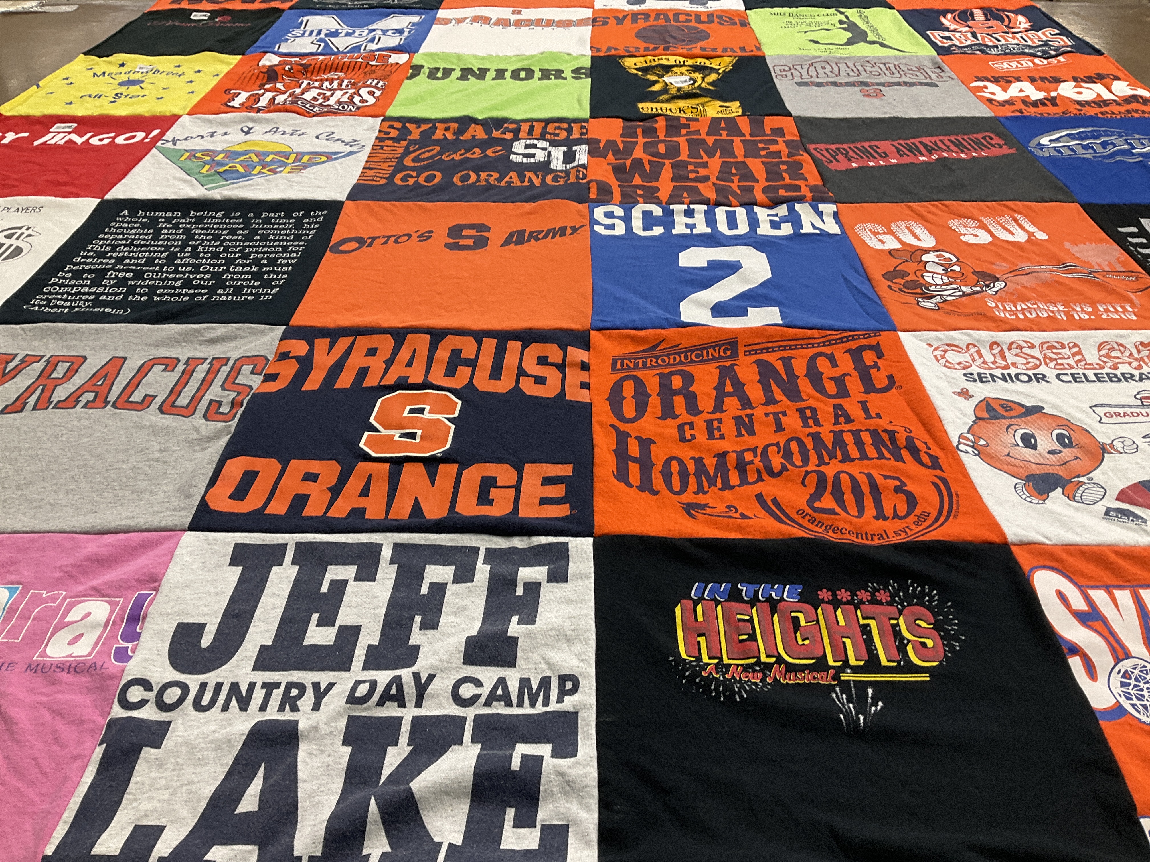 T-shirt quilt featuring syracuse orange by Samantha from NJ