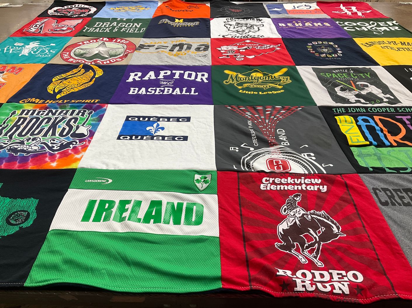 T-shirt quilt featuring raptor baseball, dragon track and field by ileana from TX