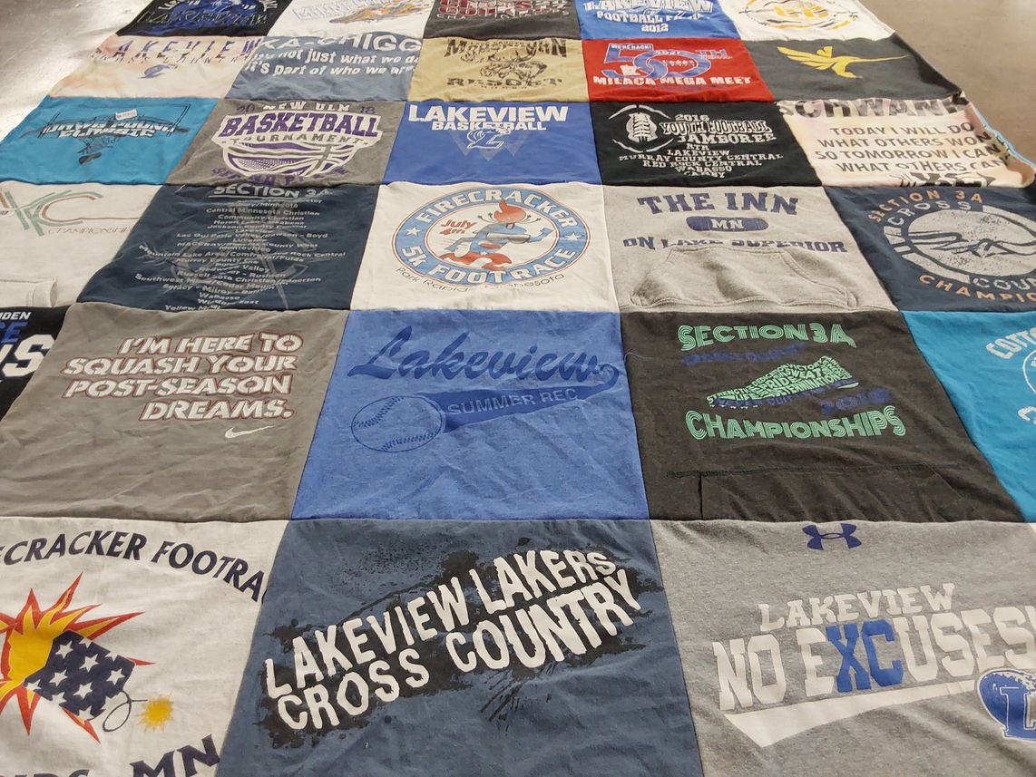 T-shirt quilt featuring lakeview lakers by Jennifer from MN