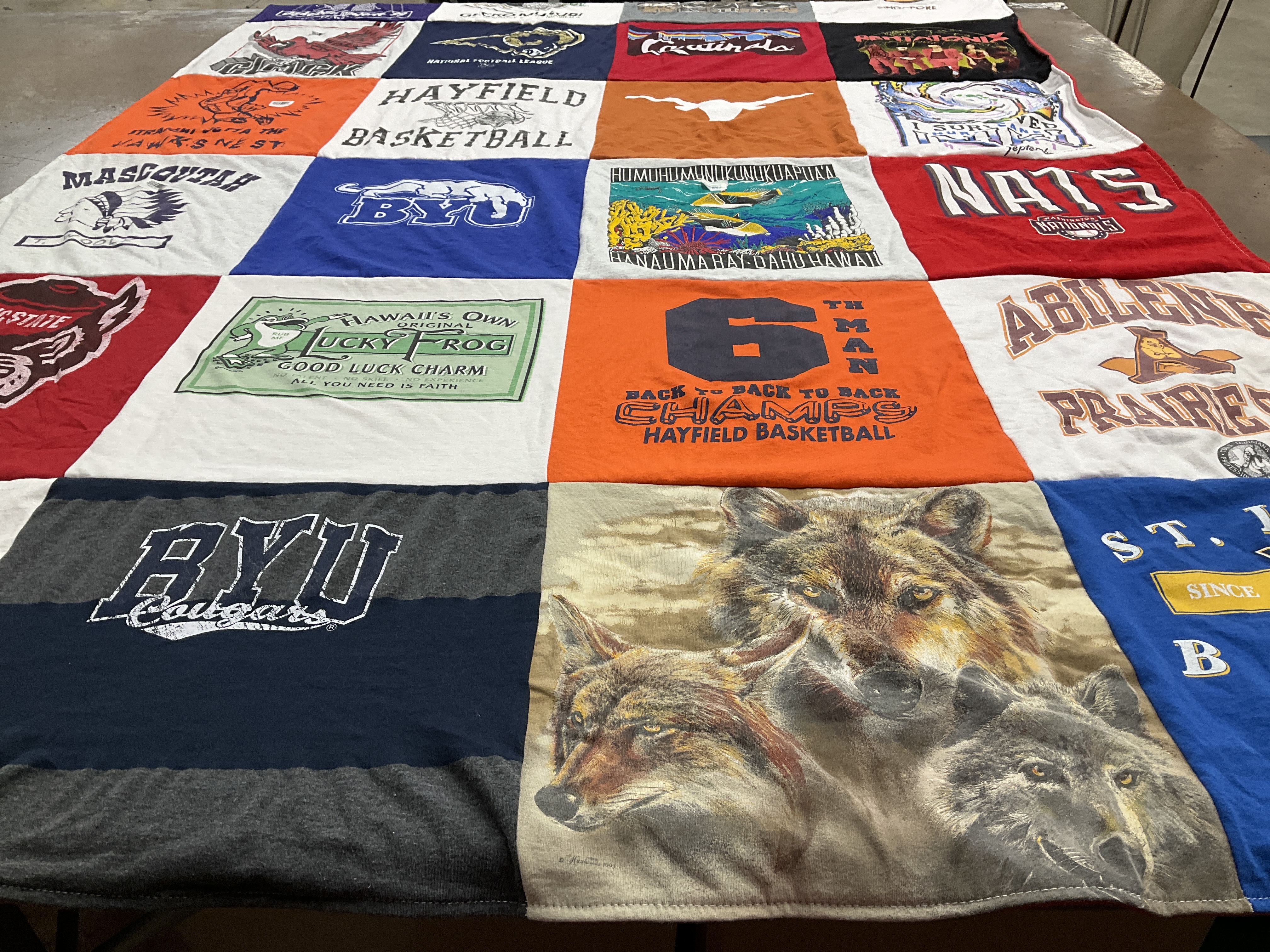 T-shirt quilt featuring hayfield basketball by Karen from IL